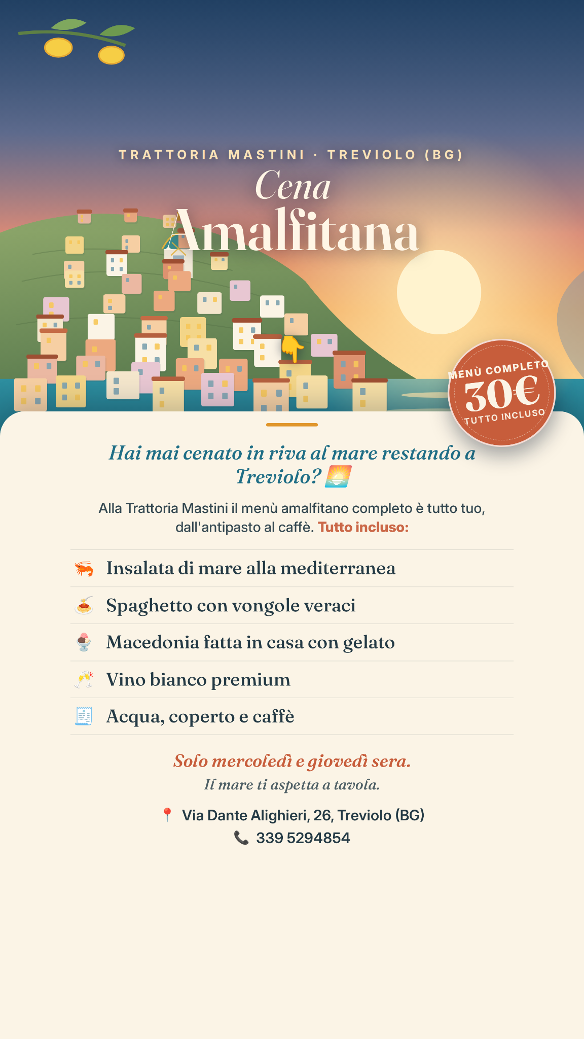 Trattoria Mastini Facebook ad: Menù Amalfitano