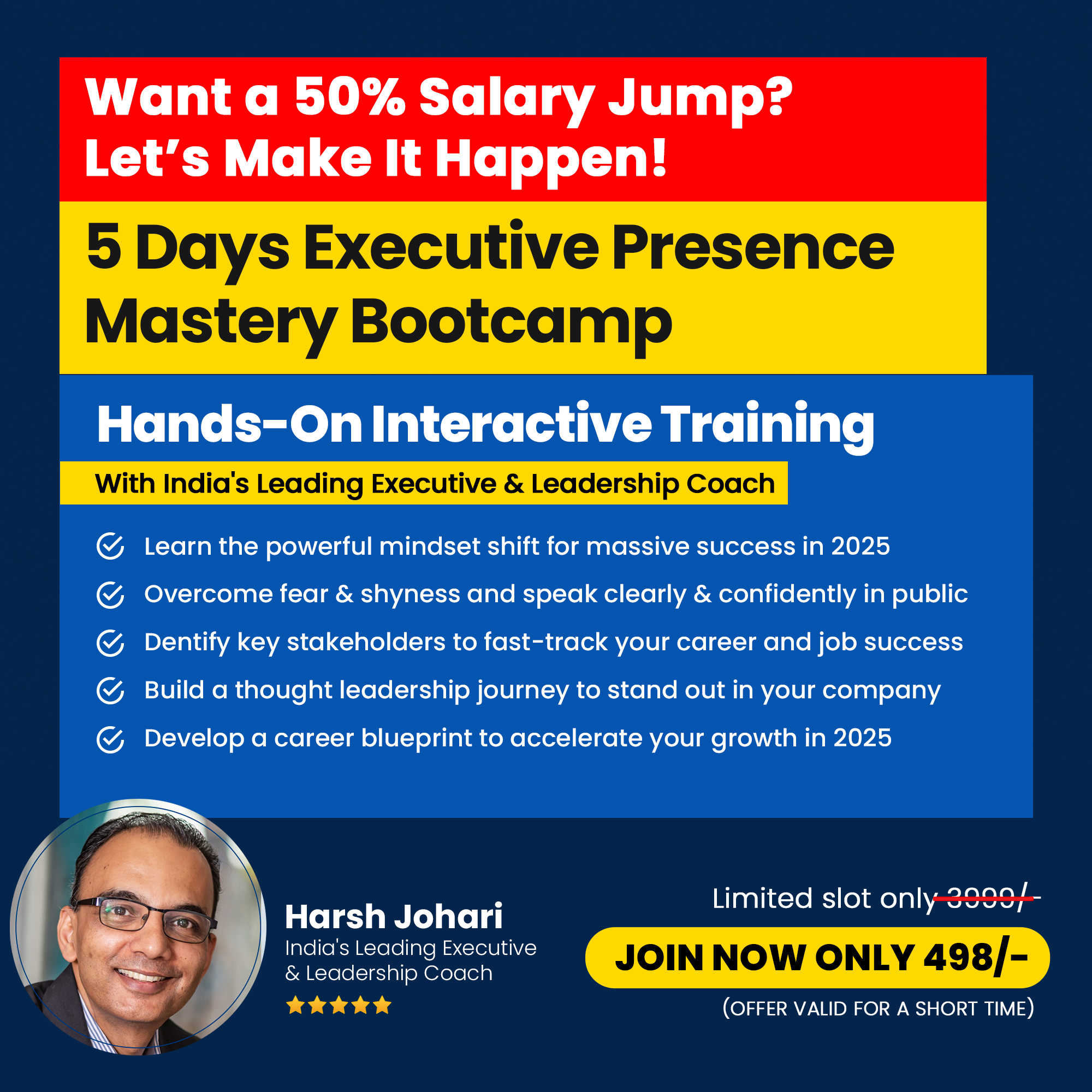 Executive Presence Mastery Bootcamp Facebook ad from Jan 2, 2026
