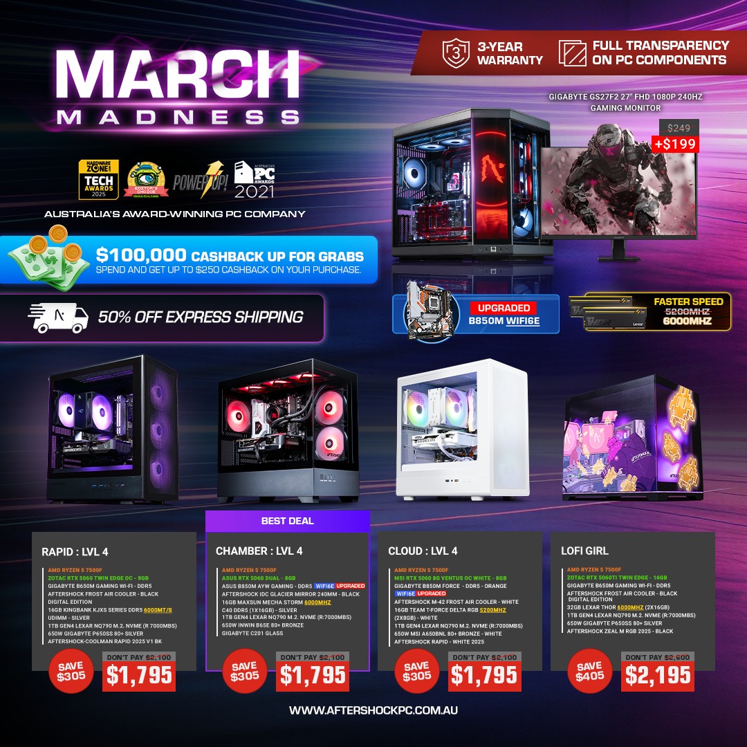 AFTERSHOCK PC Australia Facebook ad
