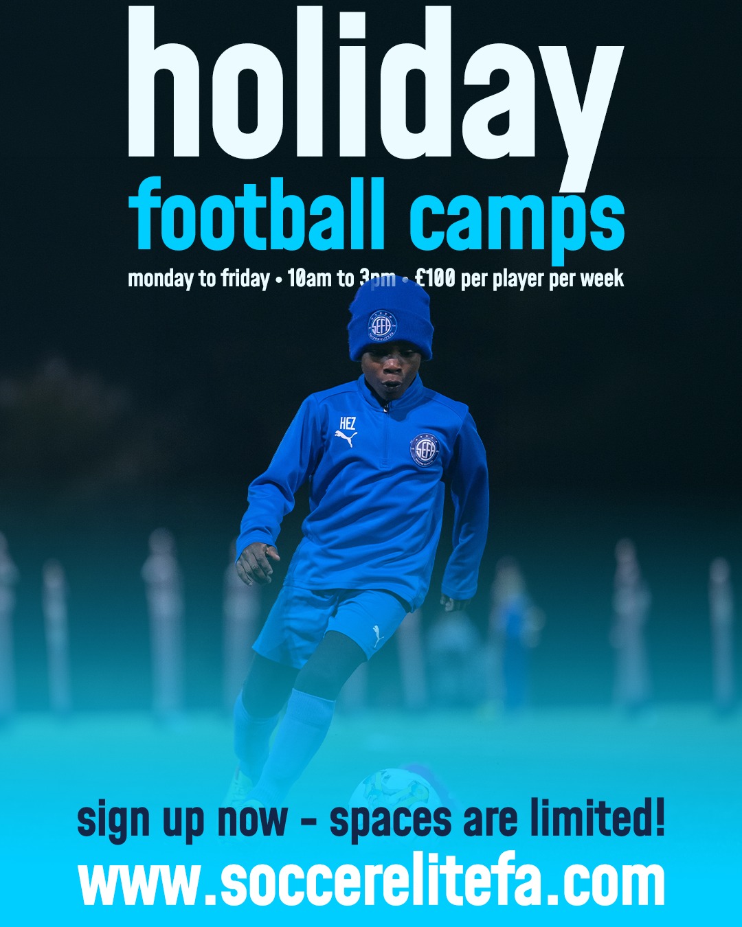 Soccer Elite FA Facebook ad: WORLD CUP HOLIDAY FOOTBALL CAMPS ARE HERE!