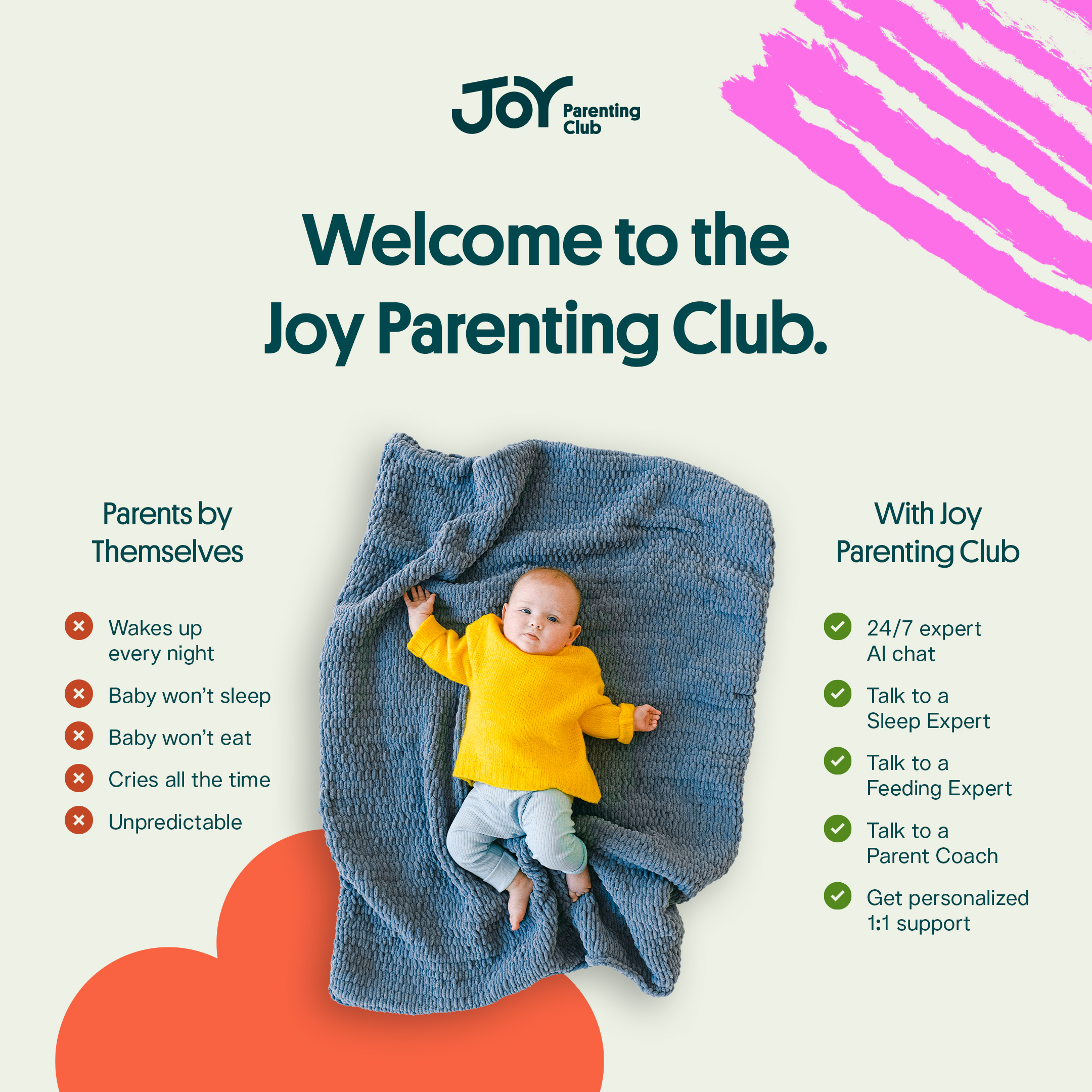 Joy Parenting Club Facebook ad: Parenting Advice & Support App