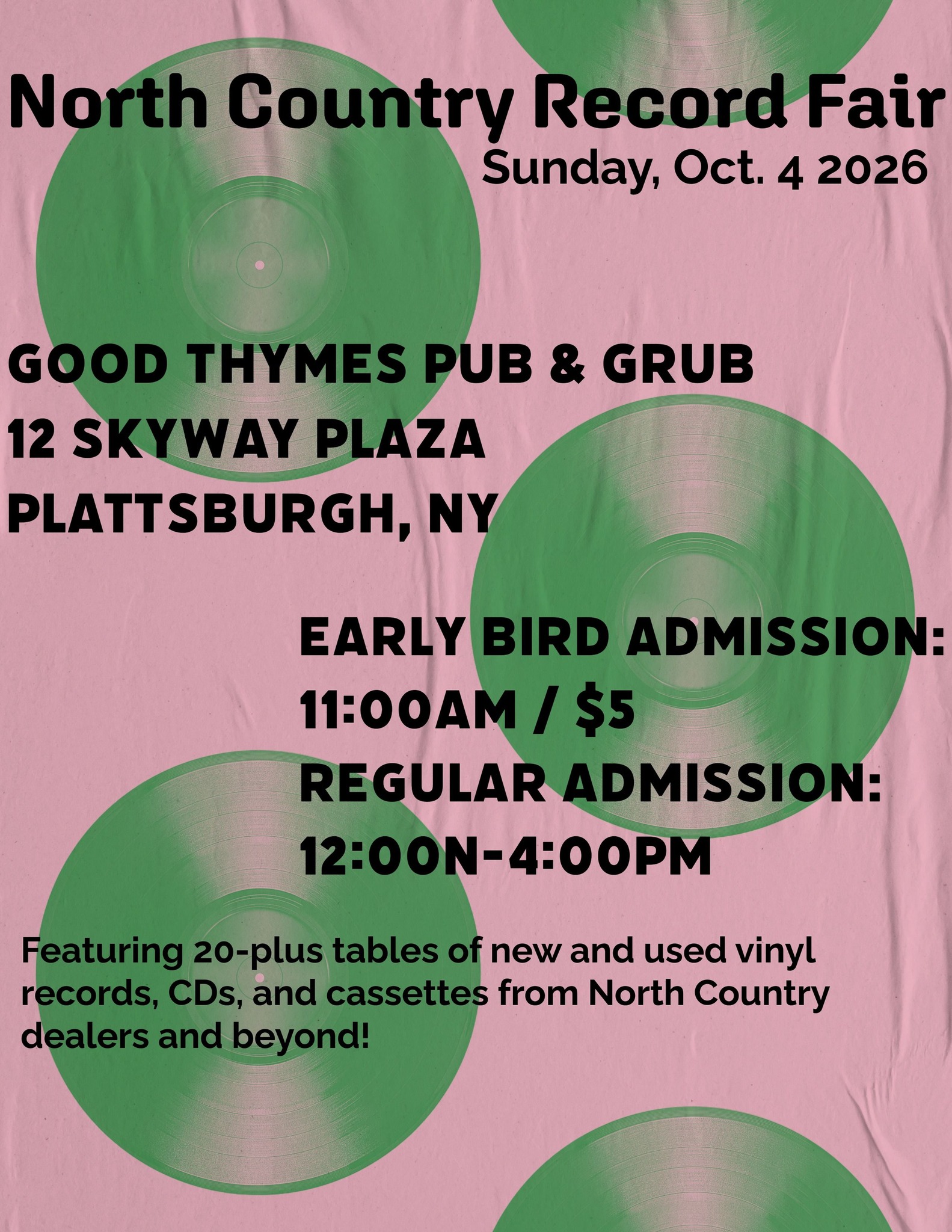 Black Dog Records and Nostalgia Facebook ad: North Country Record Fair: Plattsburgh