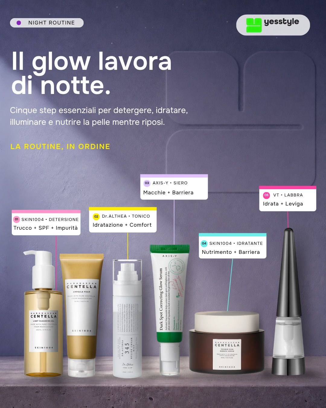 YesStyle Italy Facebook ad: Stanc* di svegliarti con la pelle spenta e…