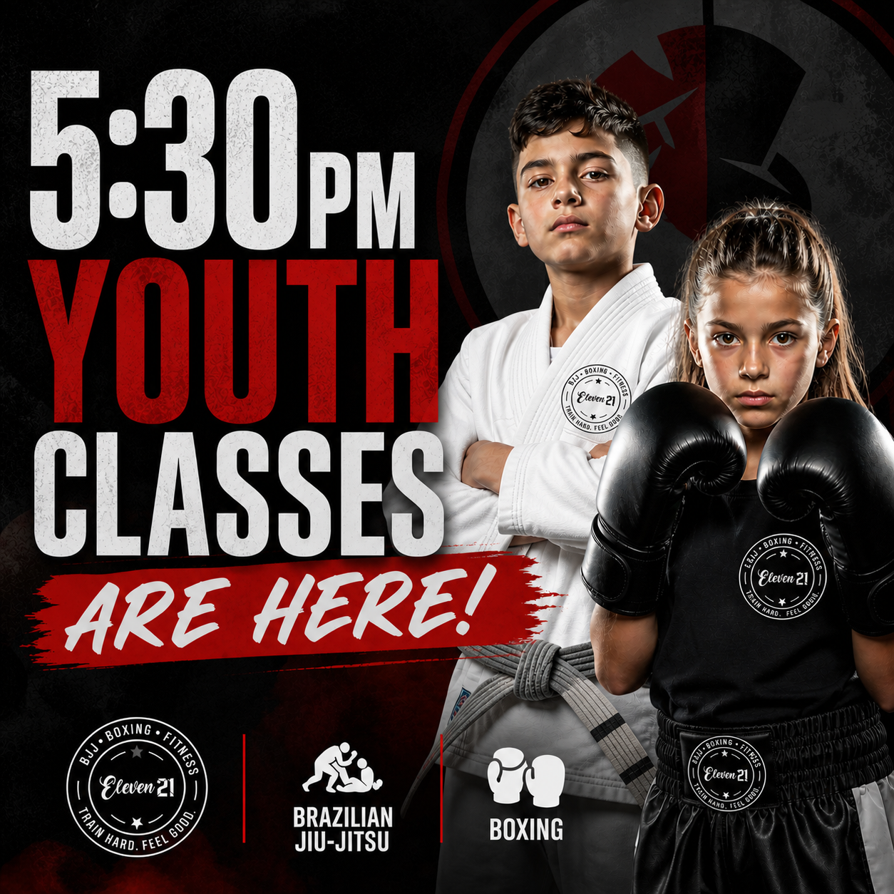 11-21 BJJ, Boxing & Fitness Facebook ad: 5:30m Youth Classes