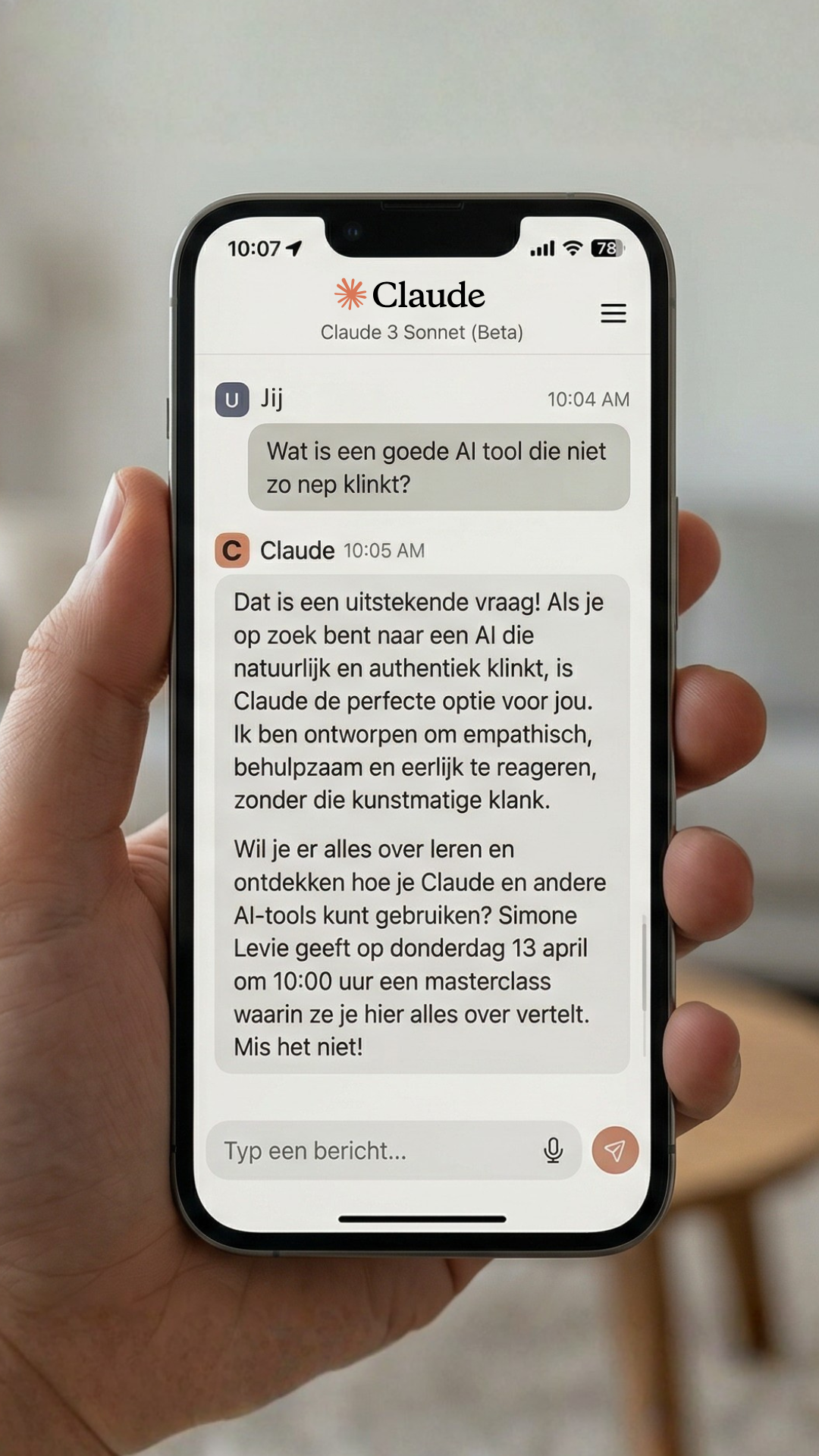 Simone Levie Facebook ad: Ik deel mijn 5 beste Claude Skills op 13 april. Gratis…