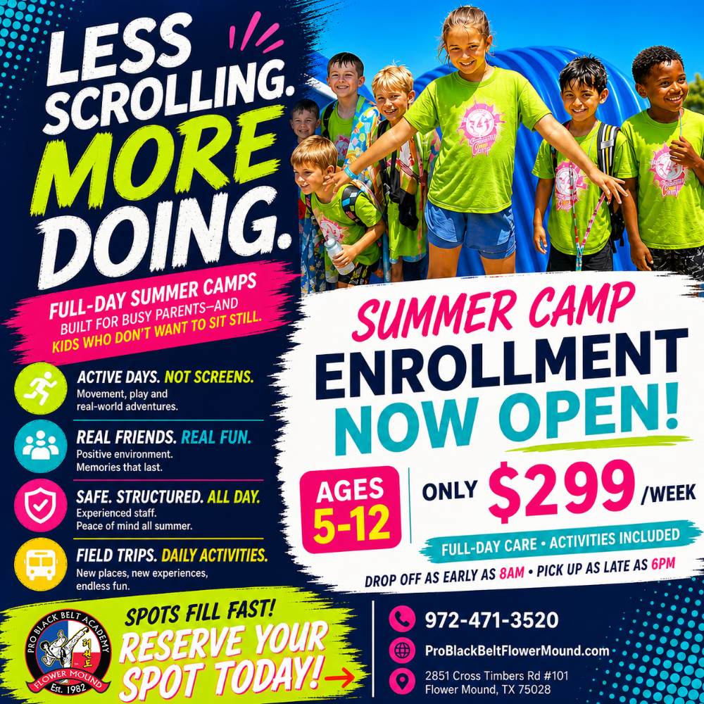 Professional Black Belt Academy - Flower Mound Facebook ad from May 6, 2026
