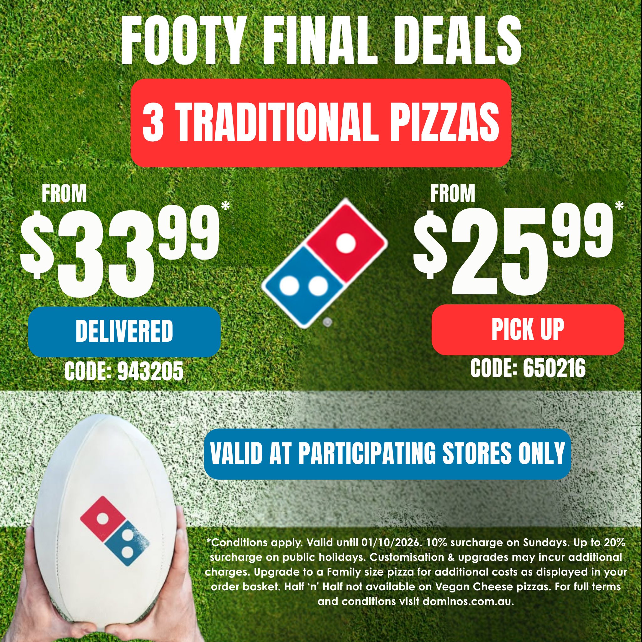 Domino's Australia Facebook ad: Three great deals!