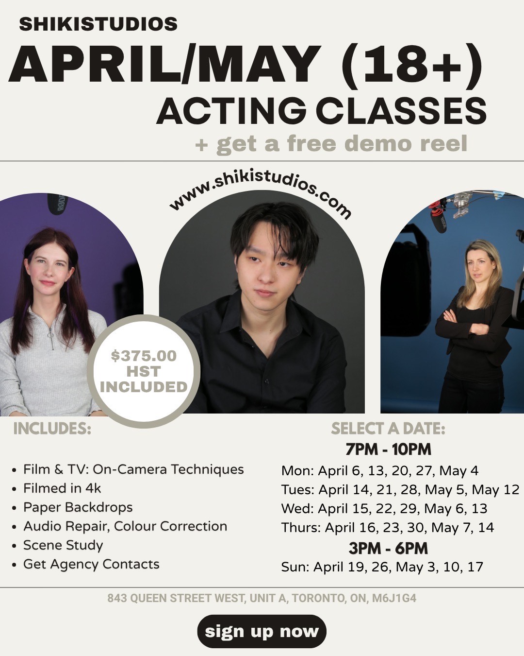 Shiki Studios Acting School Facebook ad from Apr 1, 2026