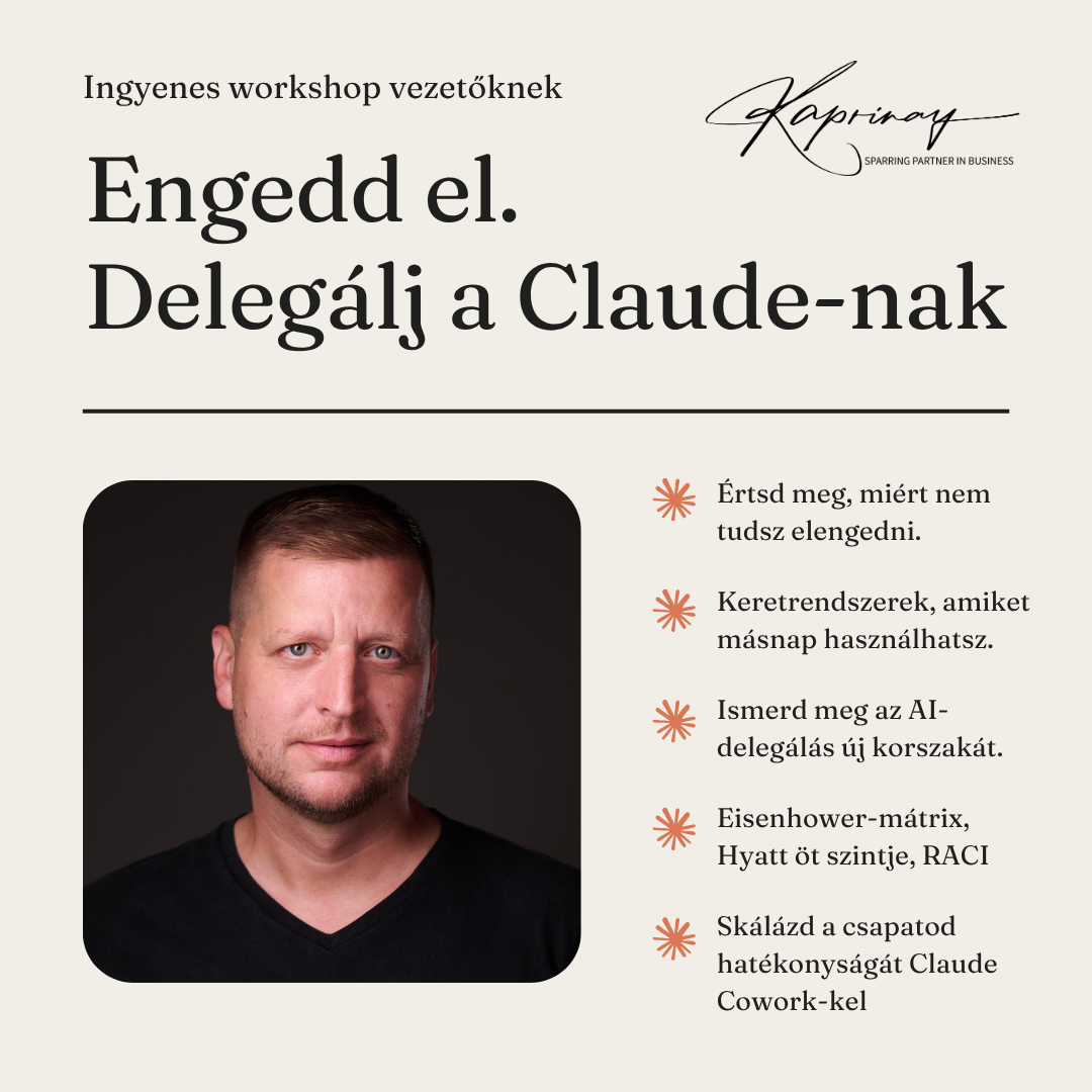 Kaprinay.com - Sparring Partner in Business Facebook ad: Engedd el. Delegálj a Claude-nak.