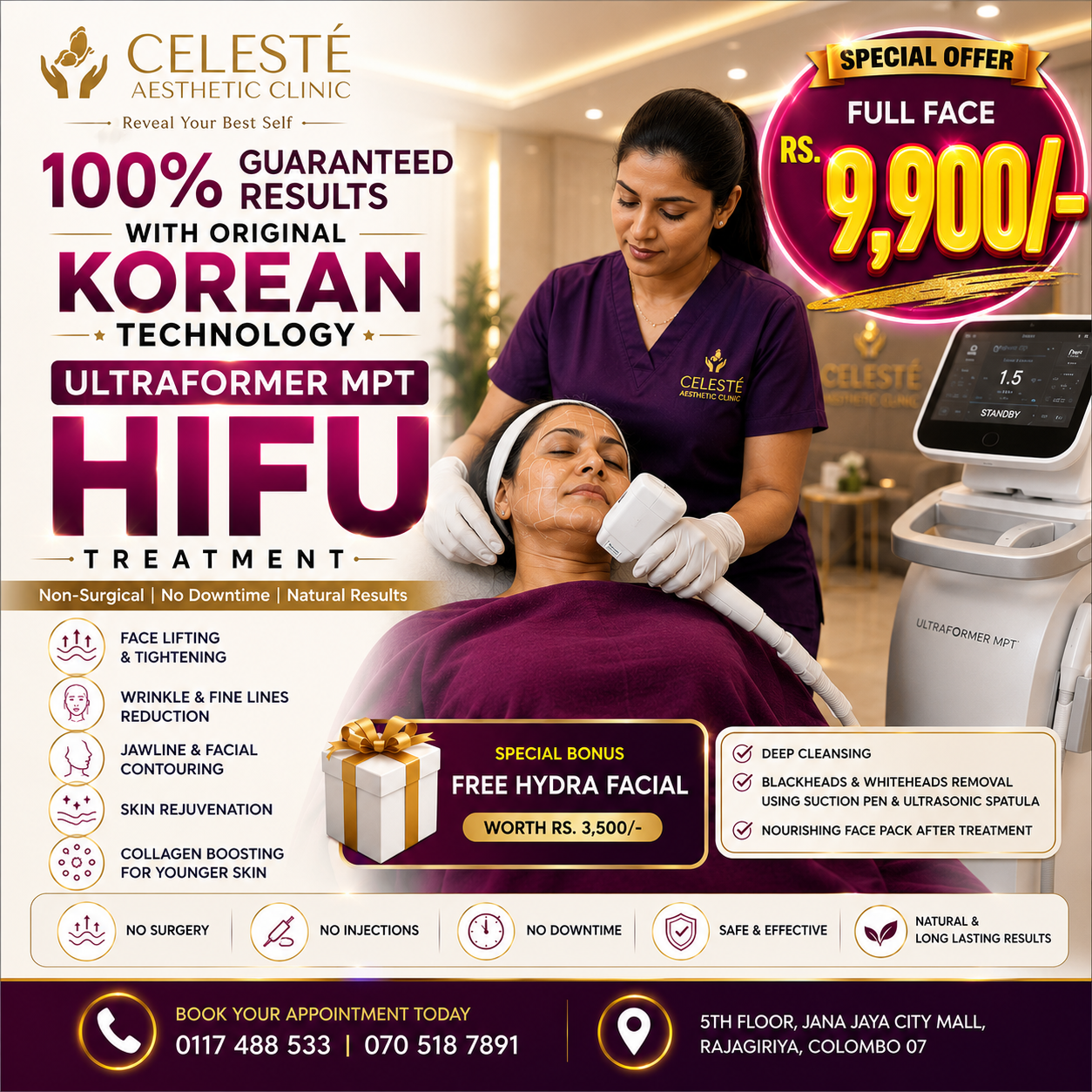 Celesté Aesthetic Clinic Facebook ad: Book Your Free Consultation!
