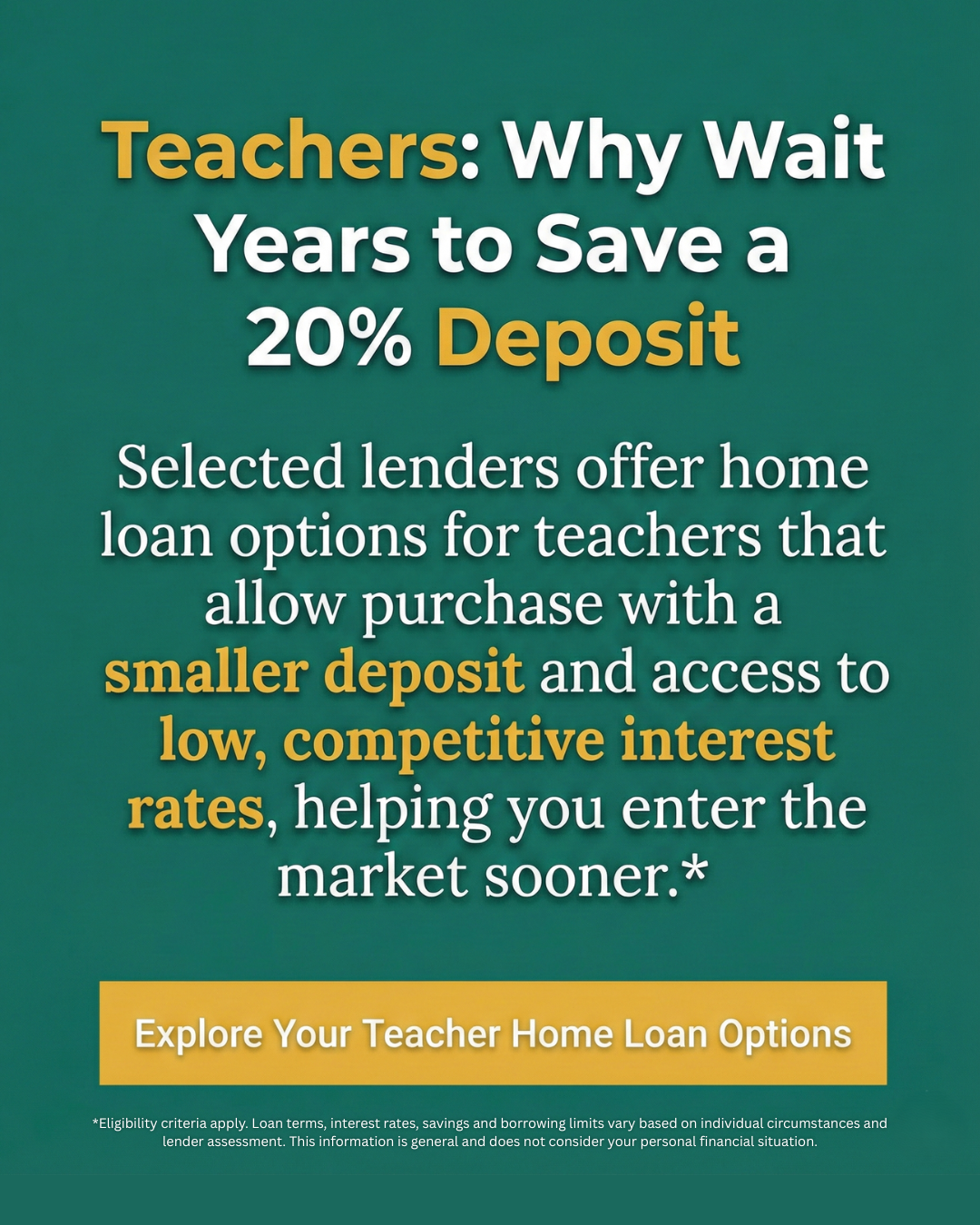 Homestead Mortgages Facebook ad: Home Loans Designed for Australian Teachers