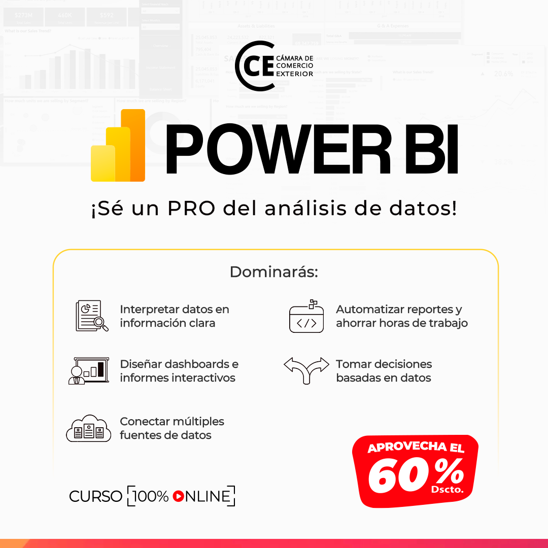 Cámara de Comercio Exterior Facebook ad: ¿Quieres Destacar en tu Trabajo? Aprende Power BI con…