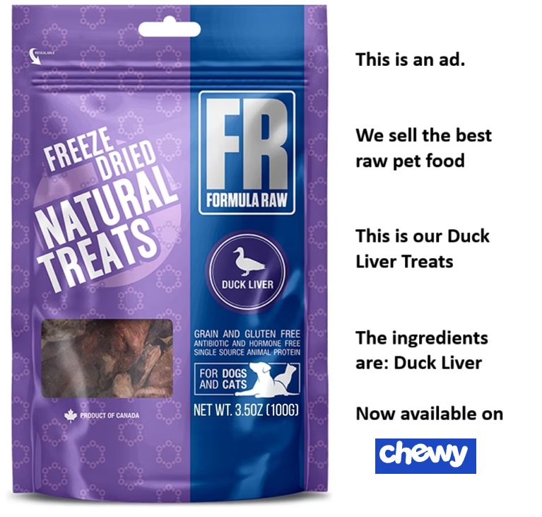Formula Raw Facebook ad: FORMULA RAW Duck Liver Grain-Free Adult Freeze-Dried Dog…