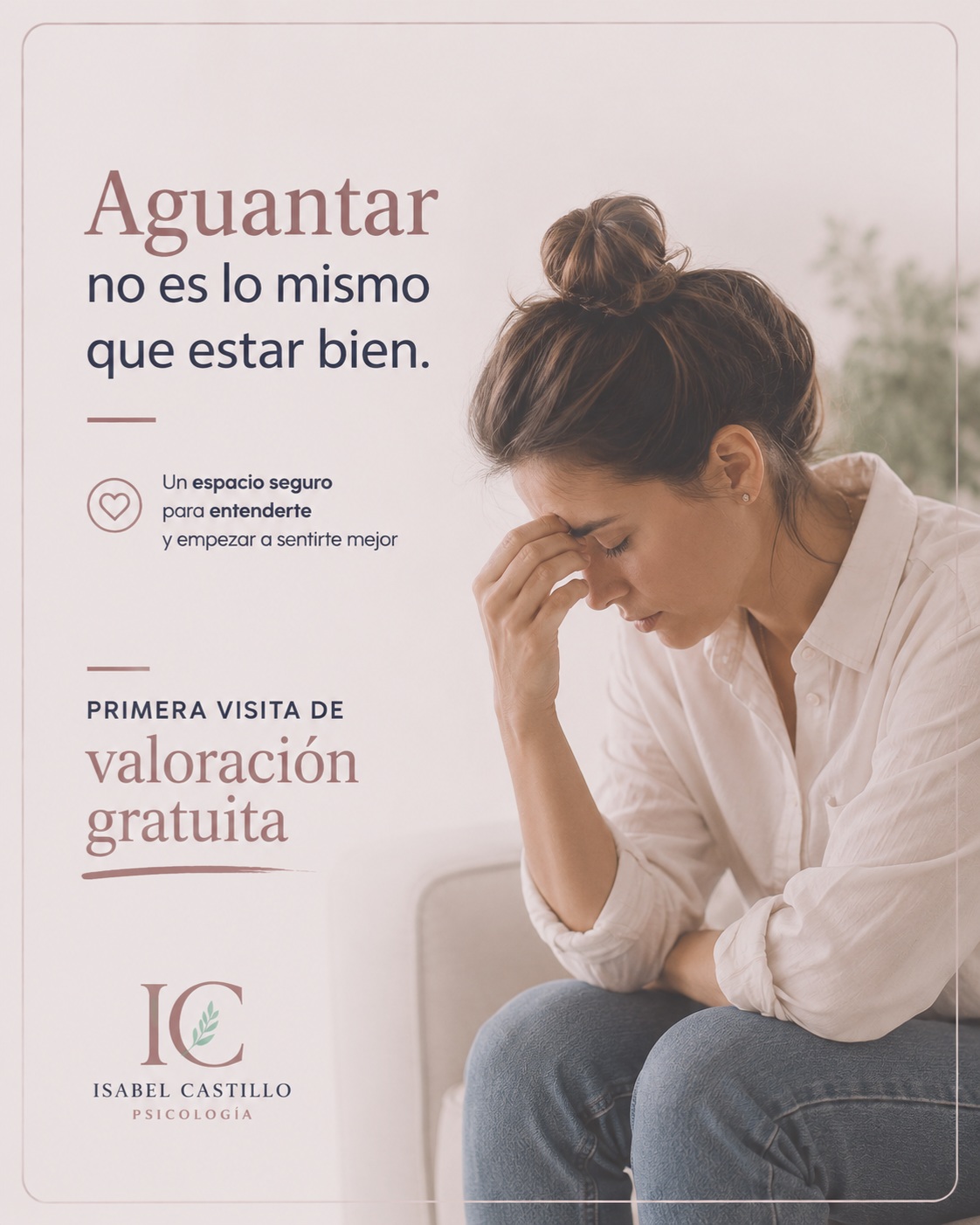 Isabel Castillo Psicología Facebook ad: A veces nos acostumbramos a tirar para adelante.
