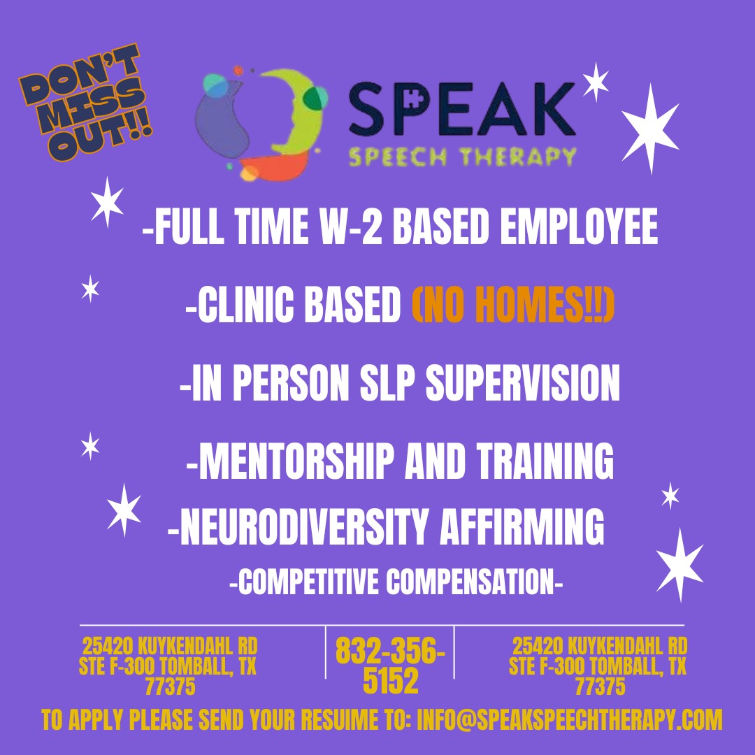 Speak Speech Therapy Facebook ad: @SpeakSpeechtx | Instagram, Facebook | Linktree