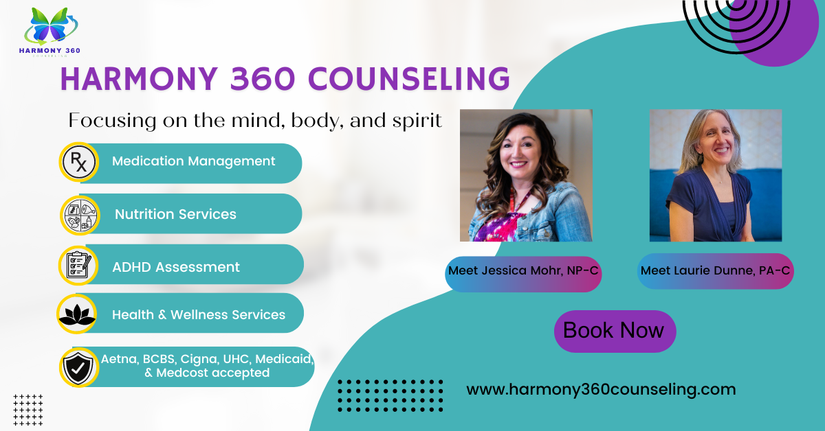 Harmony 360 Counseling Facebook ad: Discover Holistic Health with Harmony 360 Counseling!