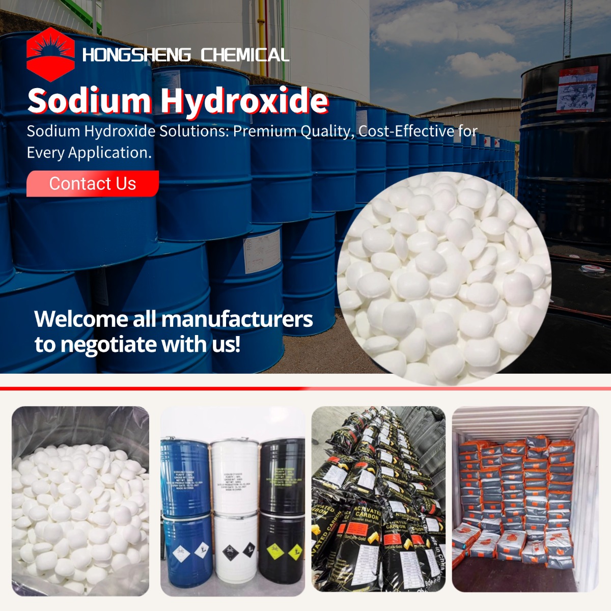 HSChemical Facebook ad: Ideal for water treatment and purification industries.