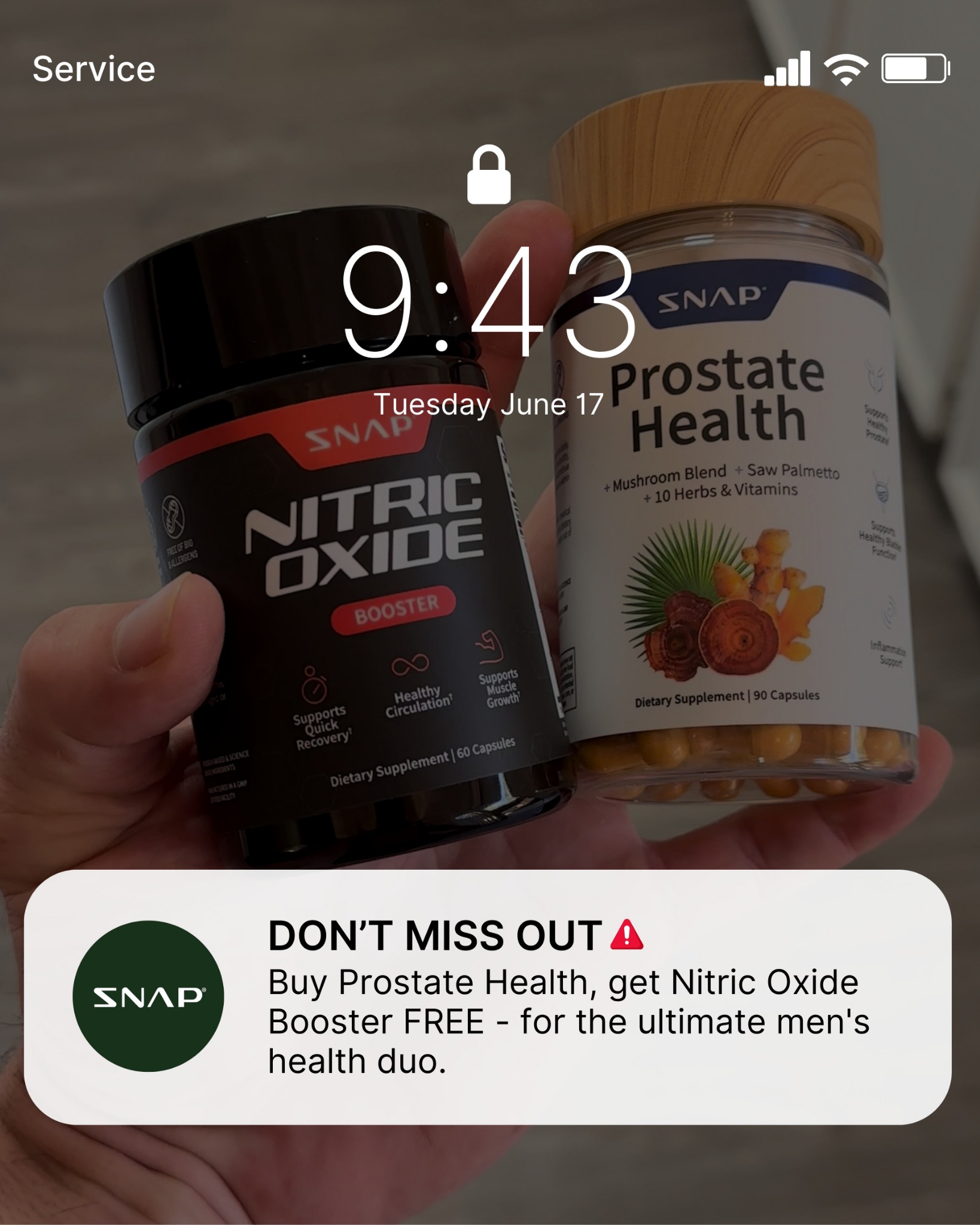 Snap Supplements Facebook ad: Men - Feel your best after 40