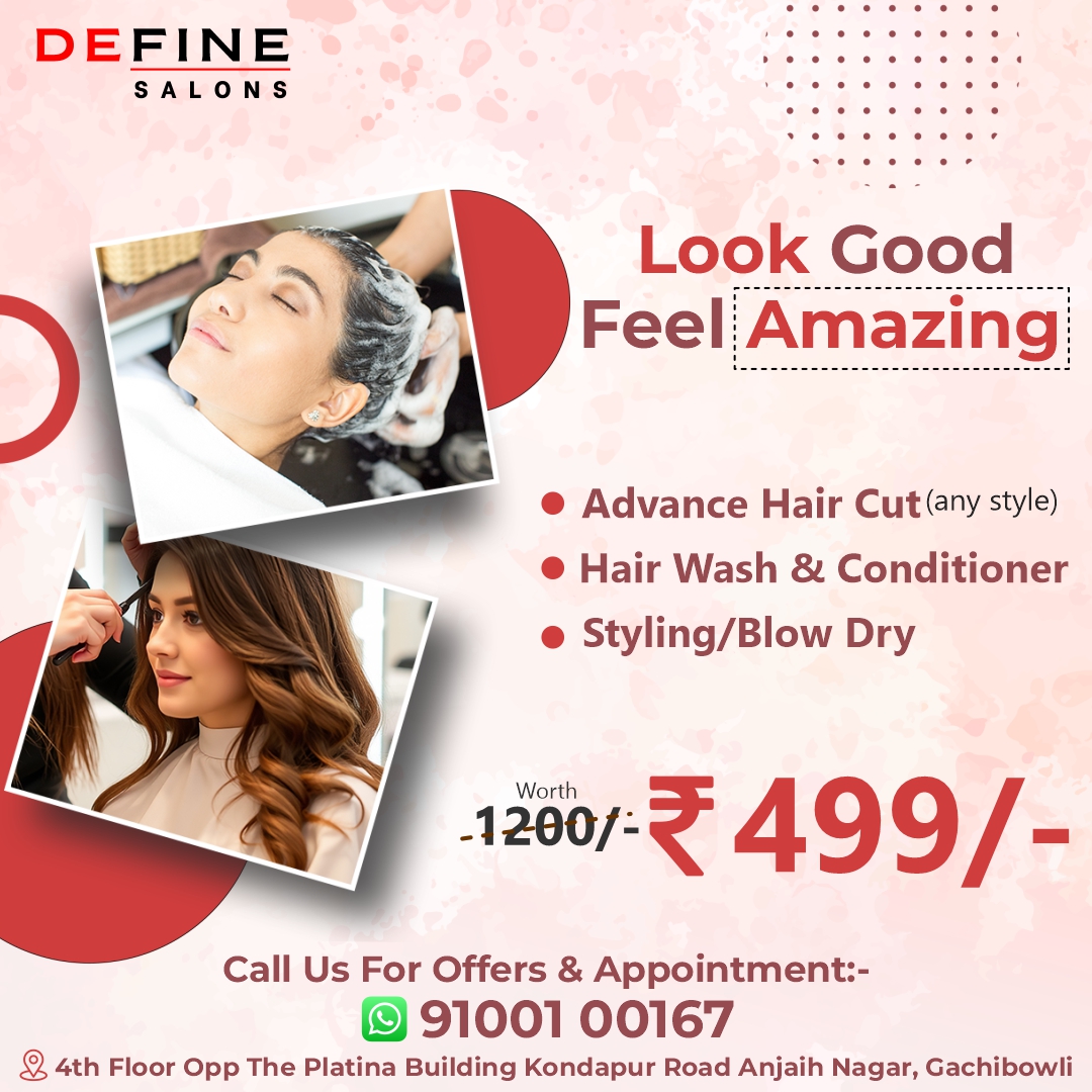Define Hair + Beauty Salon Facebook ad: Step into elegance.