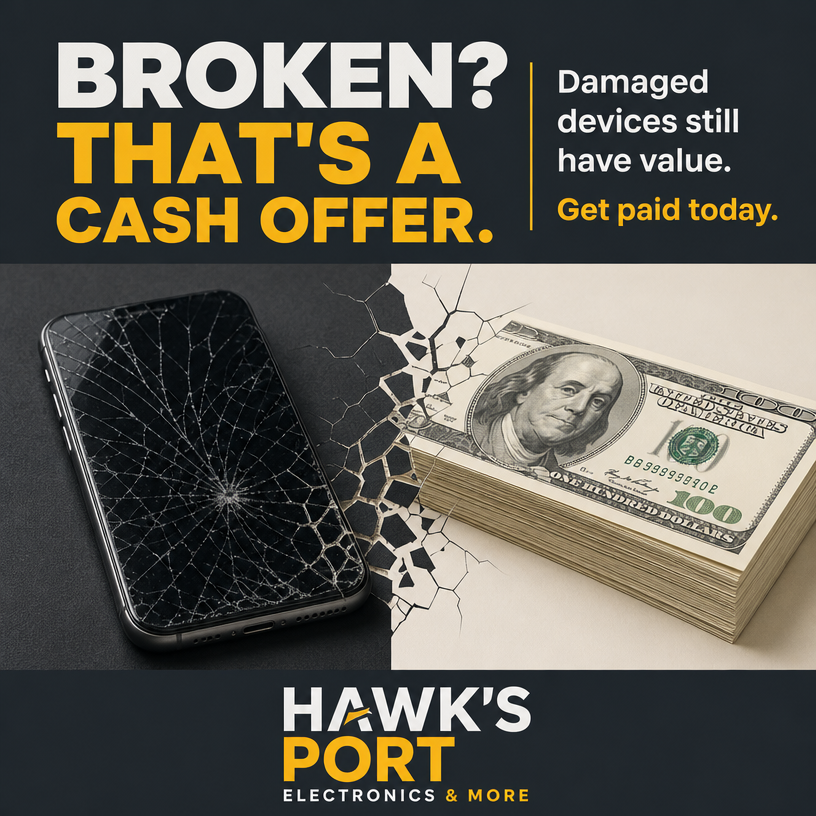 Hawk's Port Electronics & More Facebook ad