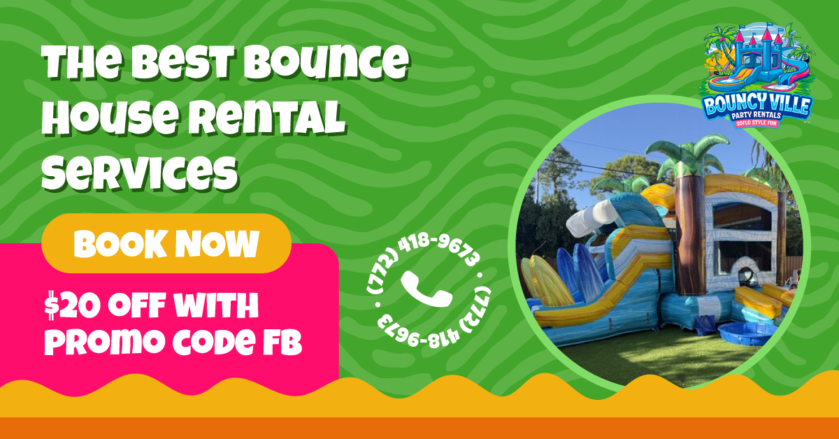 Bouncyville Party Rentals Facebook ad from Jan 30, 2026