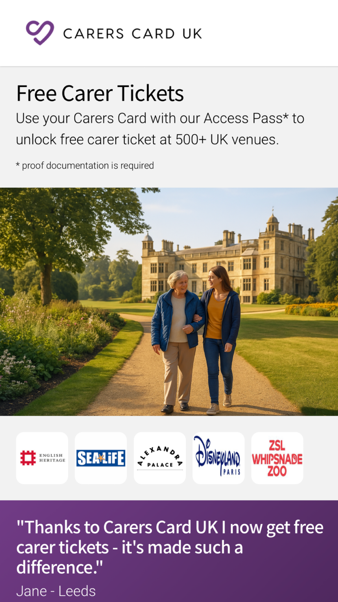 Carers Card UK Facebook ad