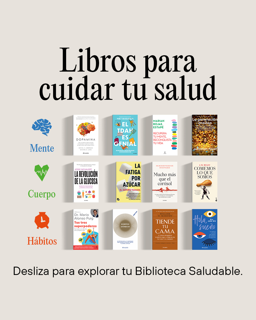 Planeta de Libros México Facebook ad: Cuidar la mente y el cuerpo, y crear…