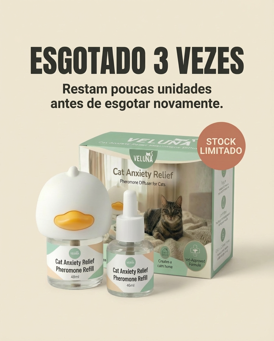 Veluna Facebook ad: Finalmente um gato tranquilo e feliz