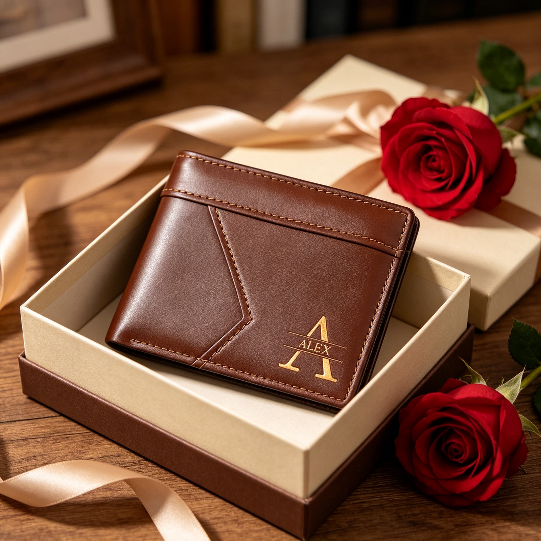 Lorajewel Facebook ad: Personalized Leather Wallet with Name, Initial for him