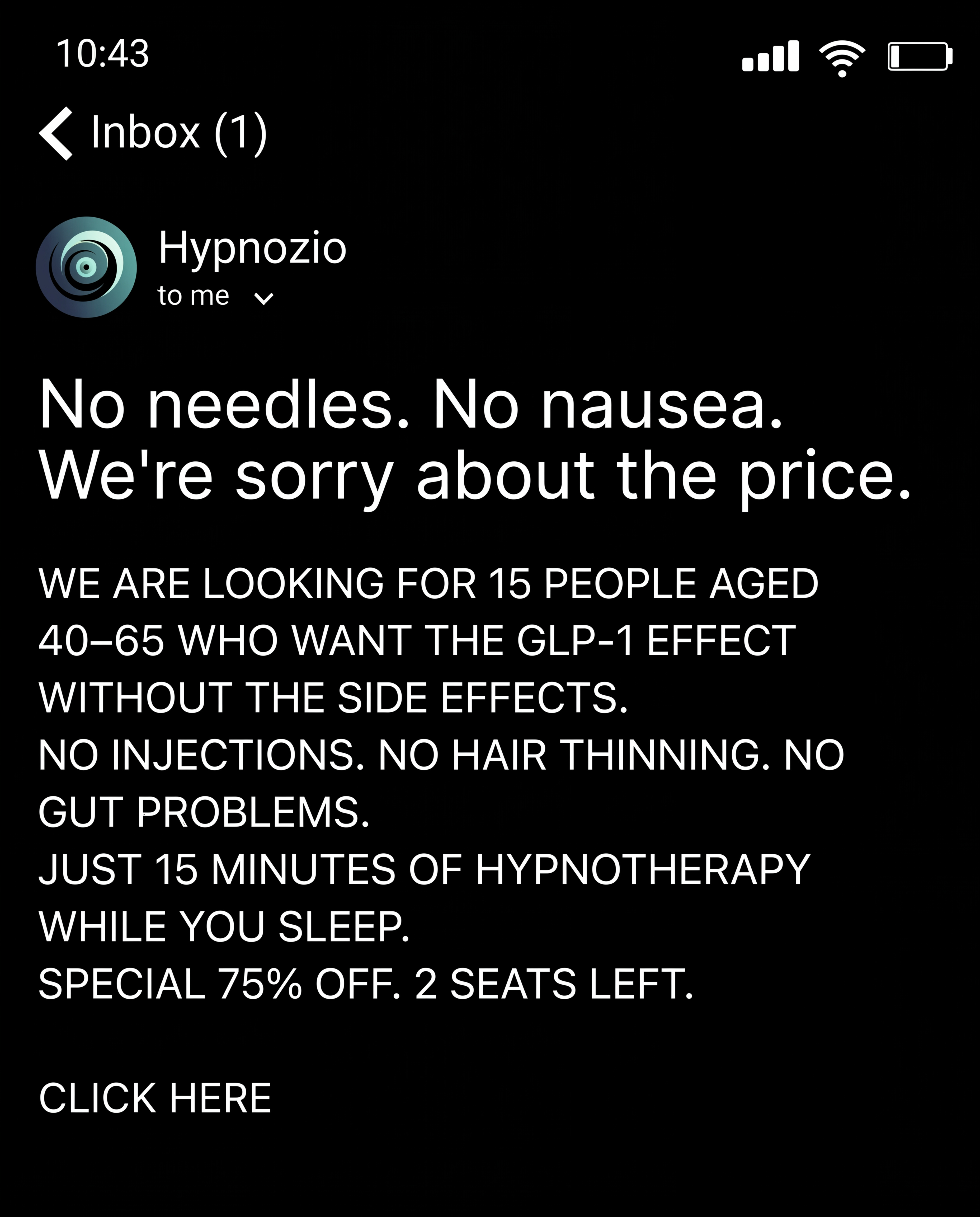 Hypnozio: power of hypnotherapy Facebook ad