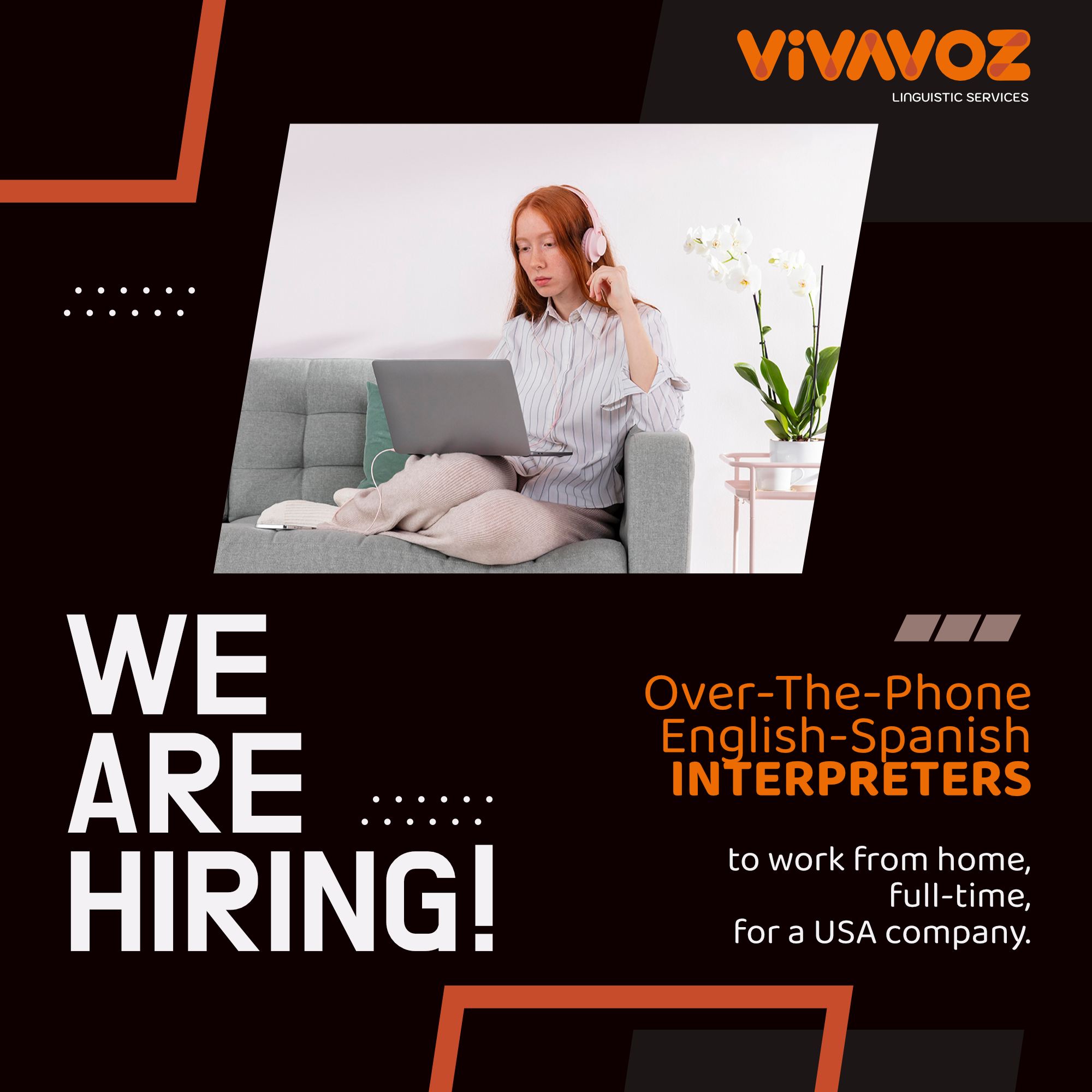 Vivavoz Solutions - Remote Interpreters Facebook ad: WE ARE HIRING BILINGUAL CANDIDATES