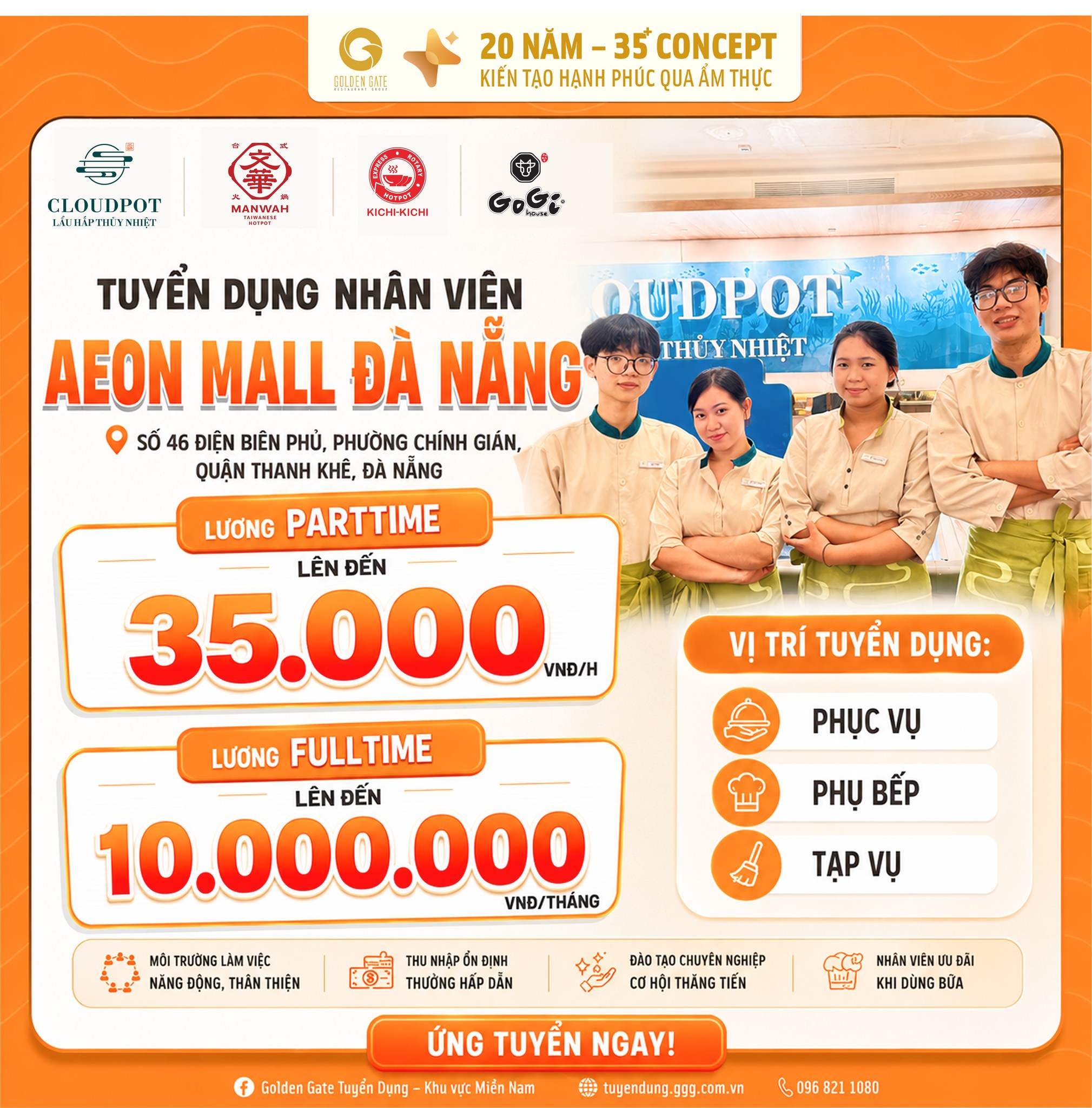 Golden Gate Tuyển Dụng - Khu vực miền Nam Facebook ad: Phục vụ Đà Nẵng Lên đến 35K/h