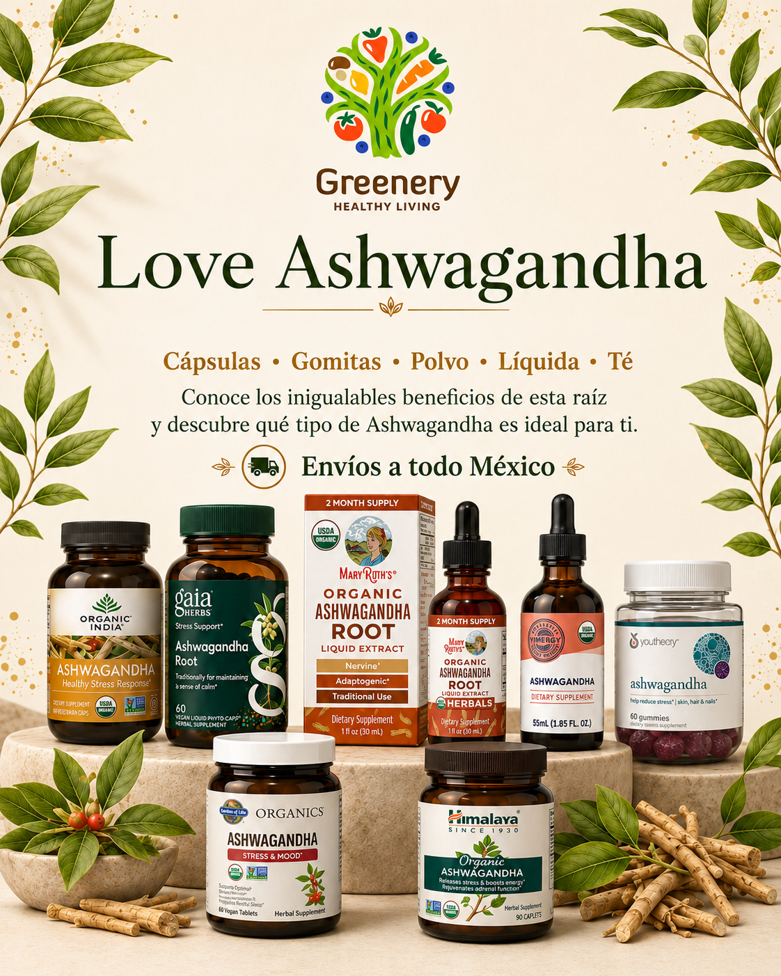 Greenery - Healthy Eating Facebook ad: Compra Ashwagandha Hoy