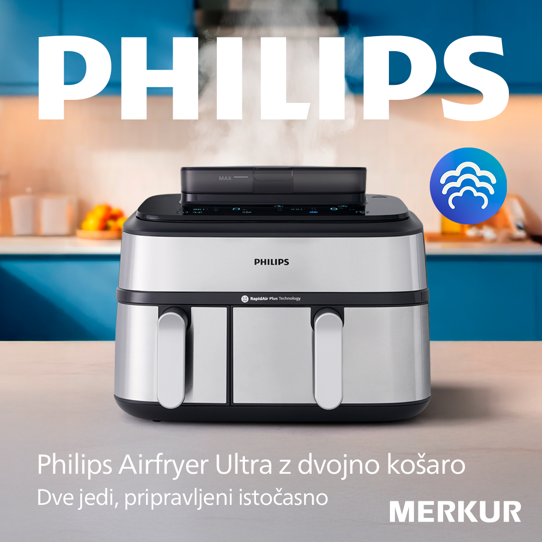 Philips Home Living Facebook ad: Kuhajte na pari, cvrite z vročim zrakom ali…