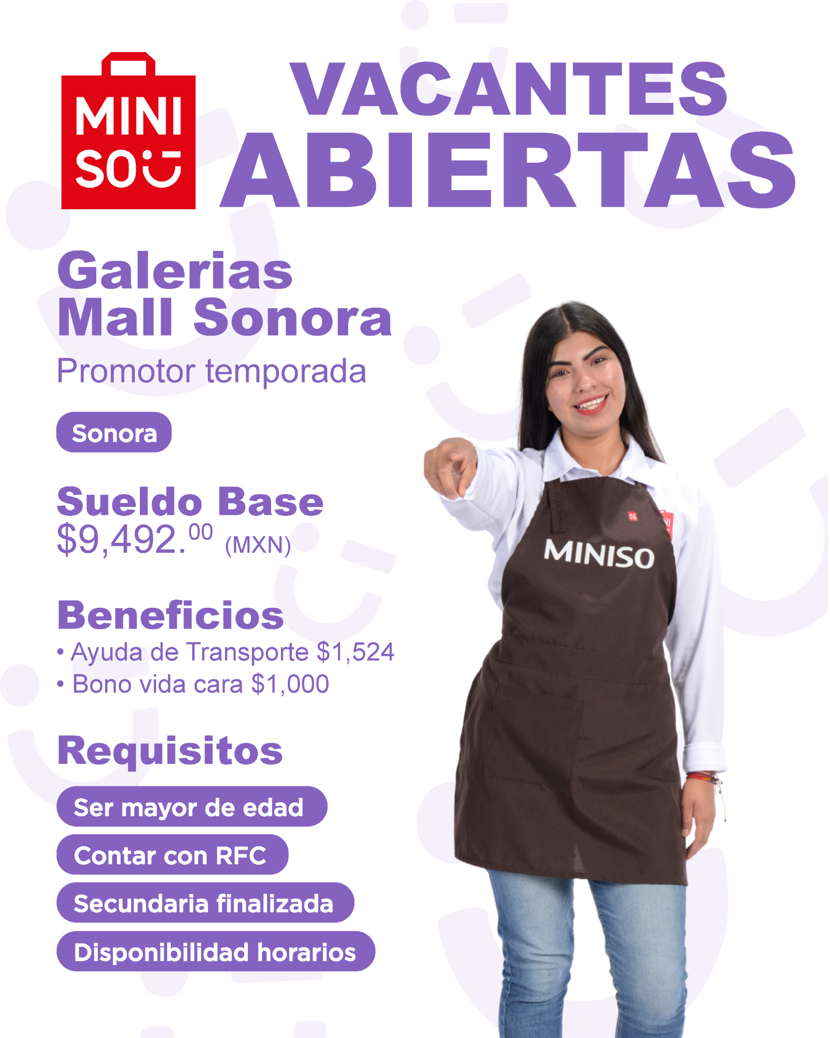 Miniso México - Reclutamiento Facebook ad: ESCRÍBENOS HOY