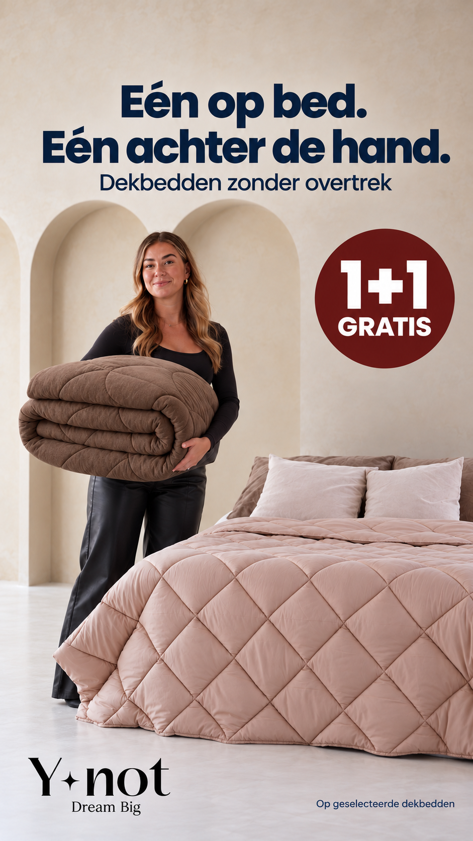 Ynot-dreambig Facebook ad: Eén achter de hand. Nu 1+1 GRATIS