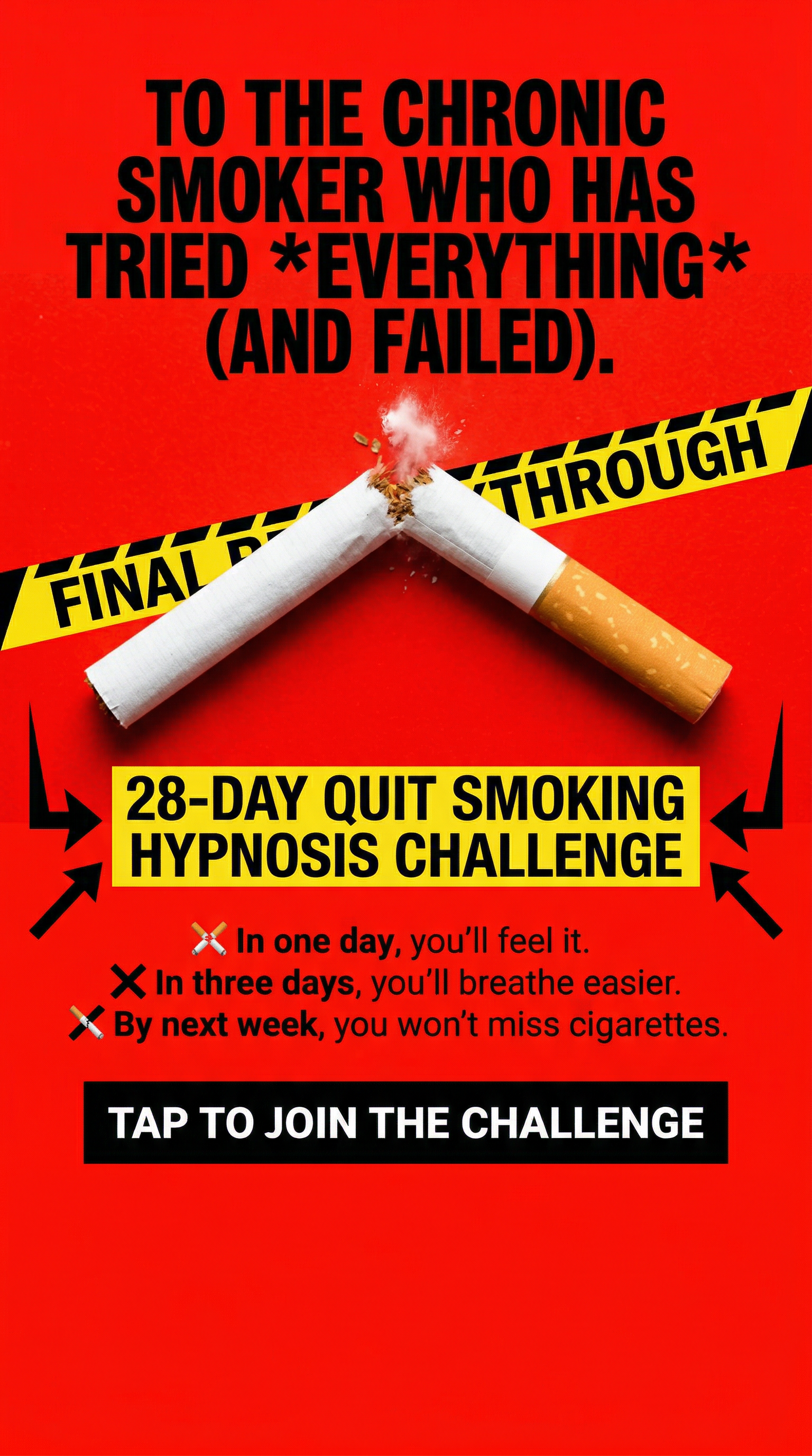 Hypnosis to Stop Smoking Facebook ad