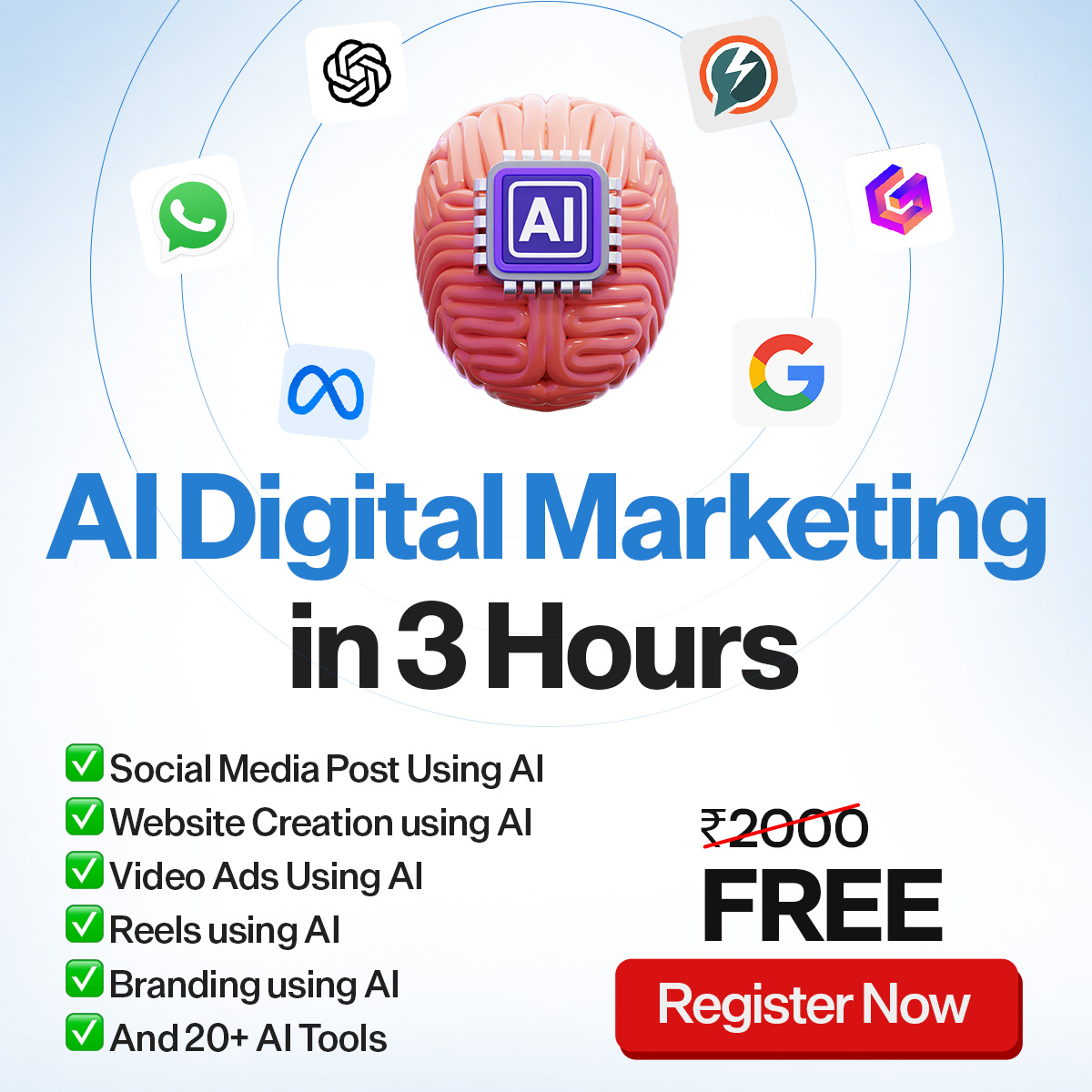 Navin Parmar Facebook ad: Free AI Workshop: Create Websites, Reels & Ads in Minutes!