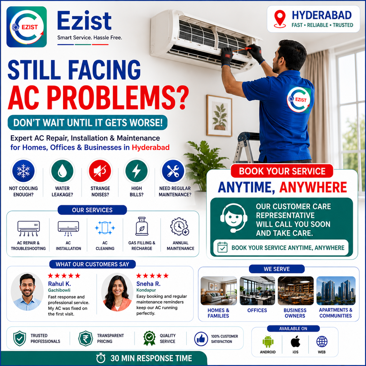 Ezist Facebook ad: Expert AC Care for Every Brand