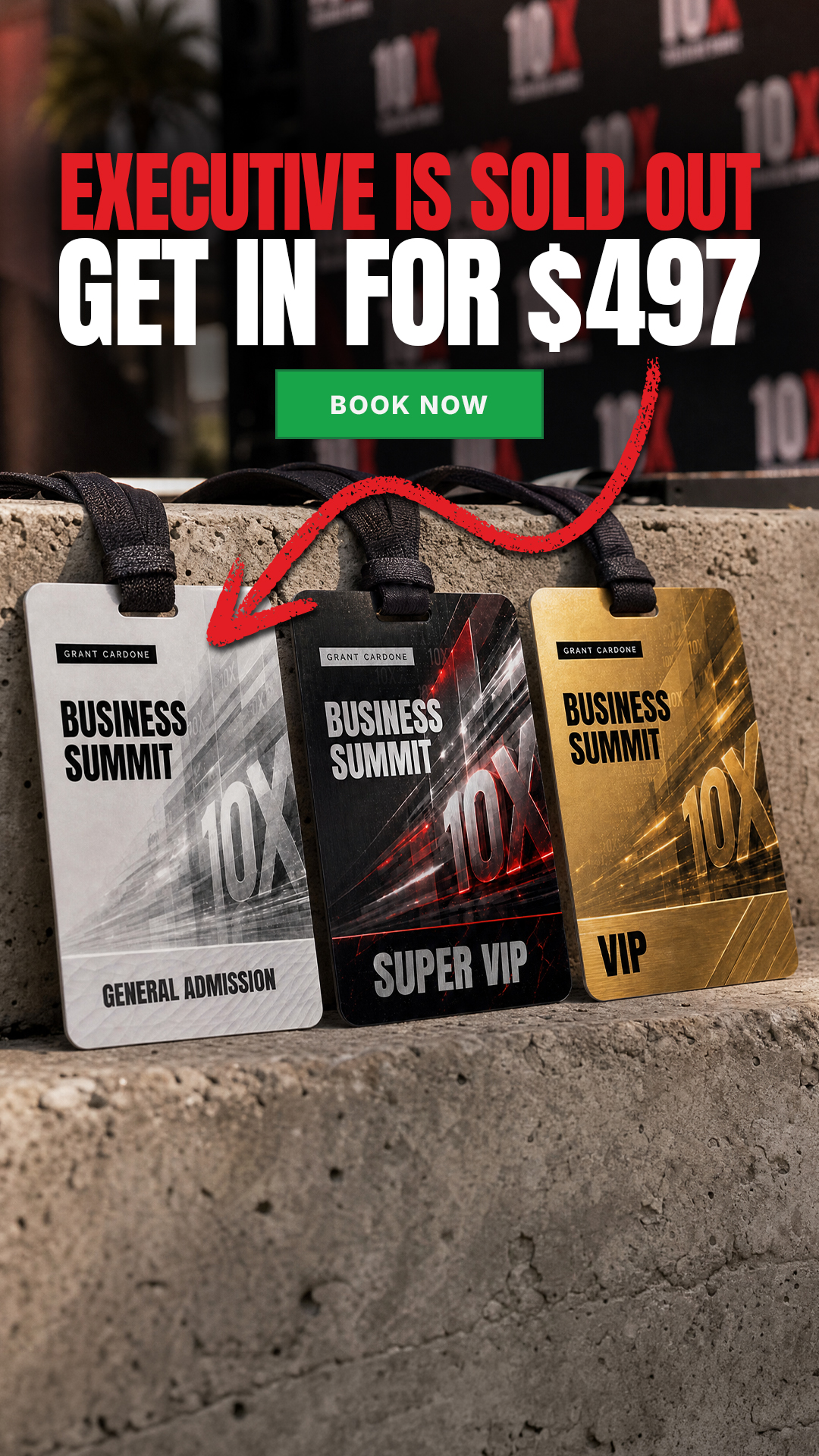 Grant Cardone Facebook ad: $1,000 Seat. $497 Right Now.
