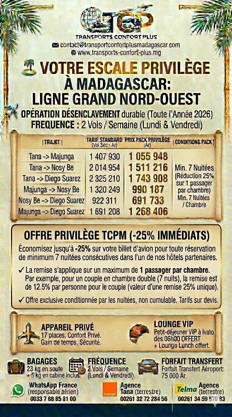 Transports confort+ Madagascar Facebook ad: ๐๐๐๐๐ ๐๐๐พ๐ผ๐๐ ๐๐๐๐๐๐๐ฬ๐๐ 2026