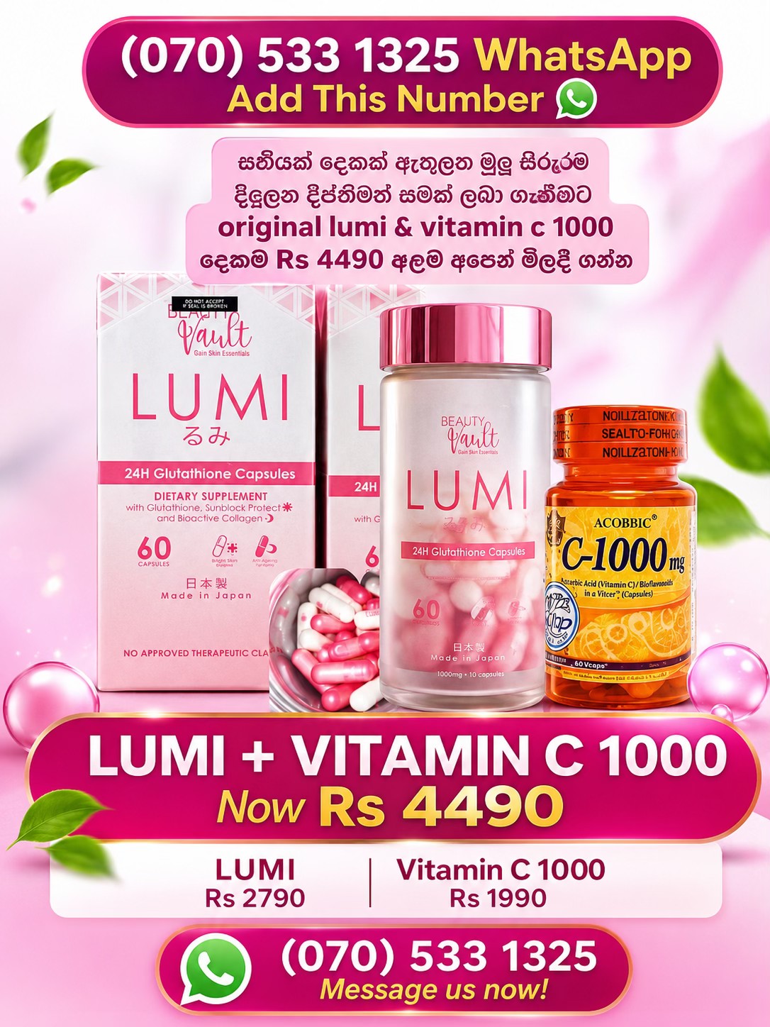 Keliza Facebook ad: ORIGINAL LUMI And Vitamin c-1000