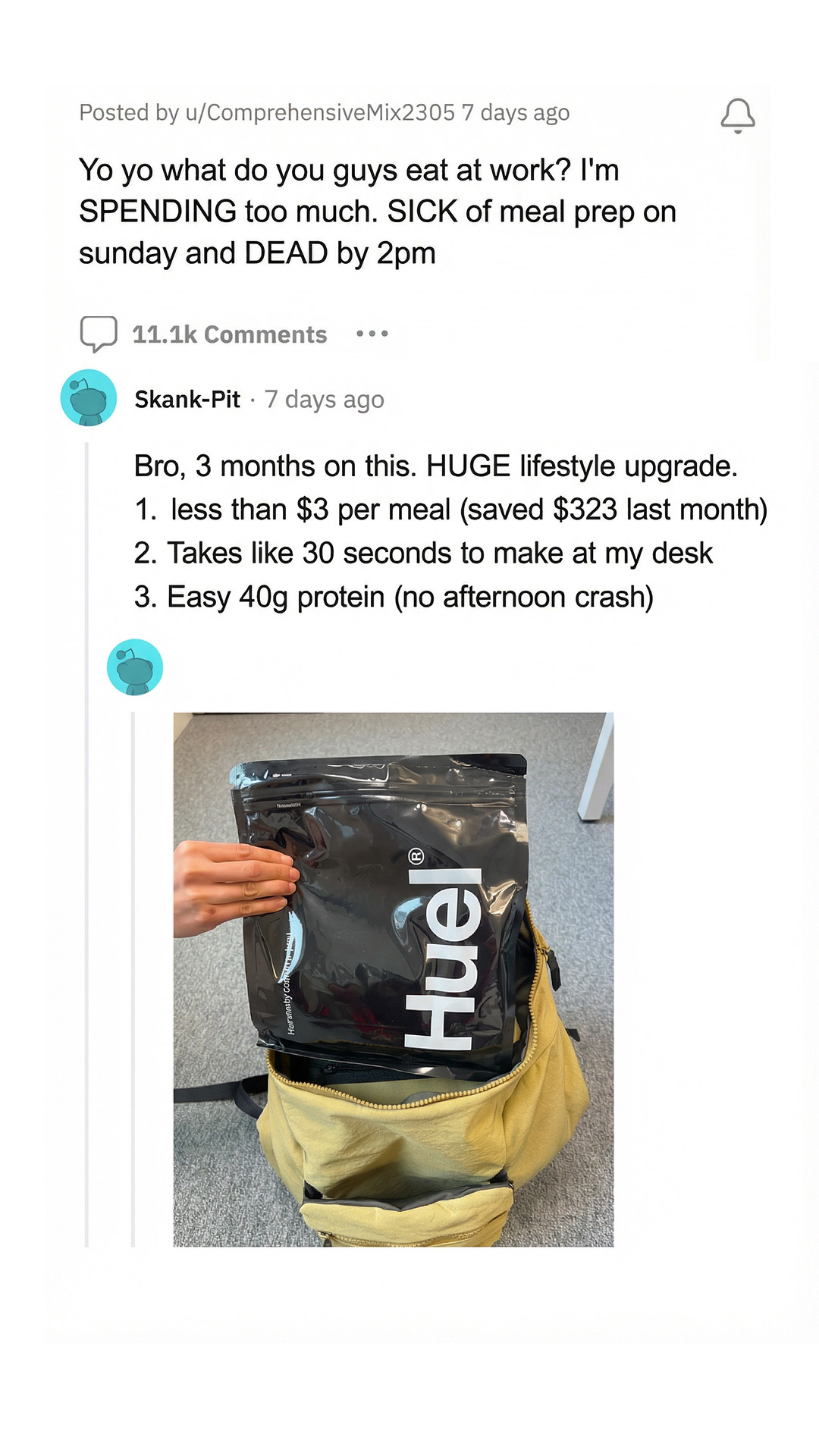 Huel Facebook ad