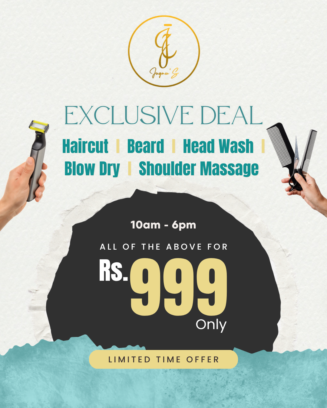Jugnus Gents Gujranwala Facebook ad: Complete Men's Grooming Package Only Rs. 999