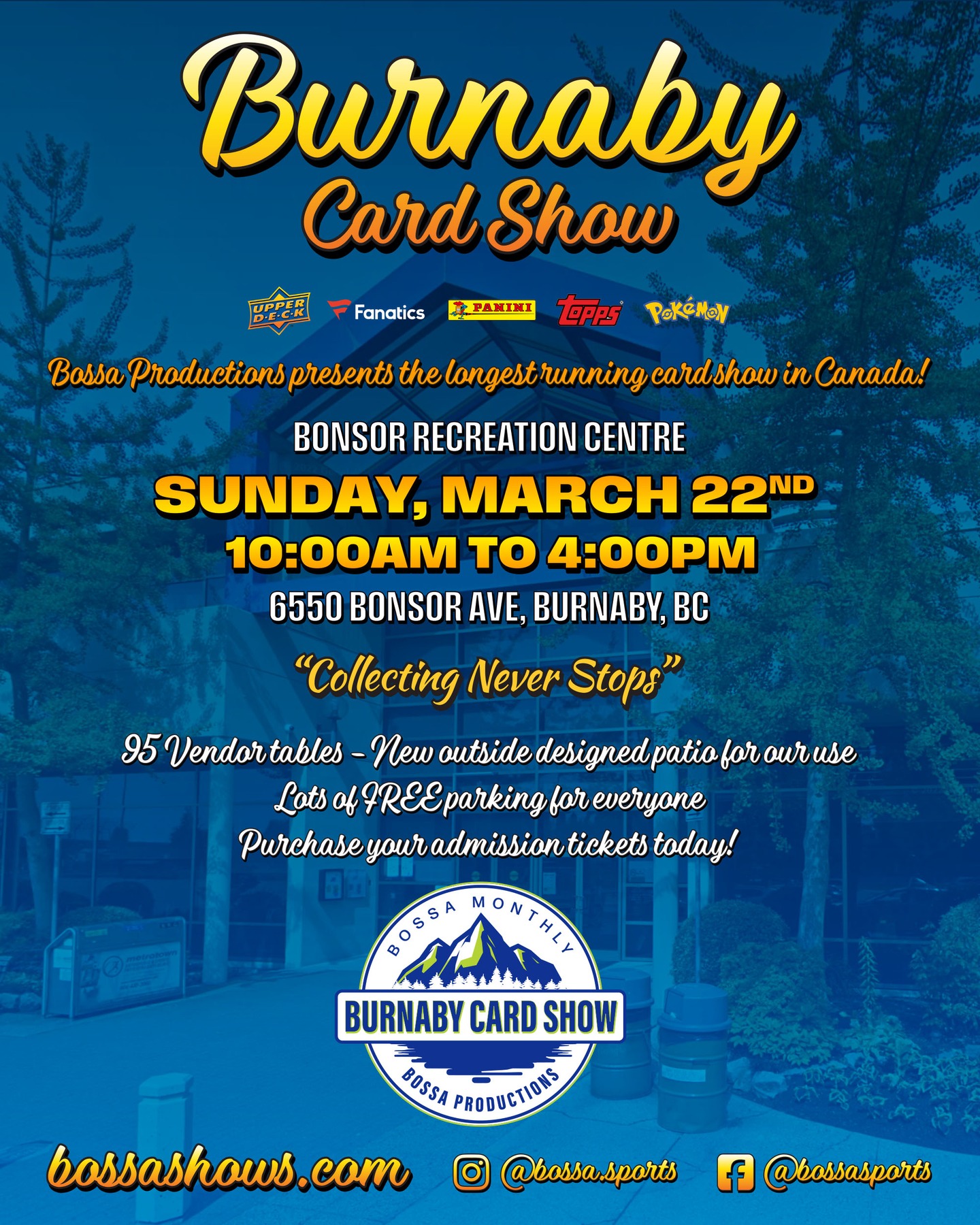 Bossa Productions Sports Collector Shows Facebook ad: The hobbies favorite and our legacy card show…