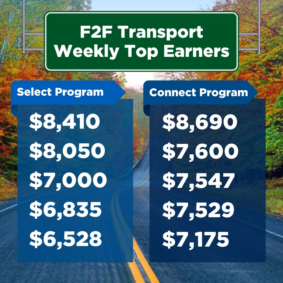 F2F Transport Facebook ad: F2F Transport Weekly Top Earners!