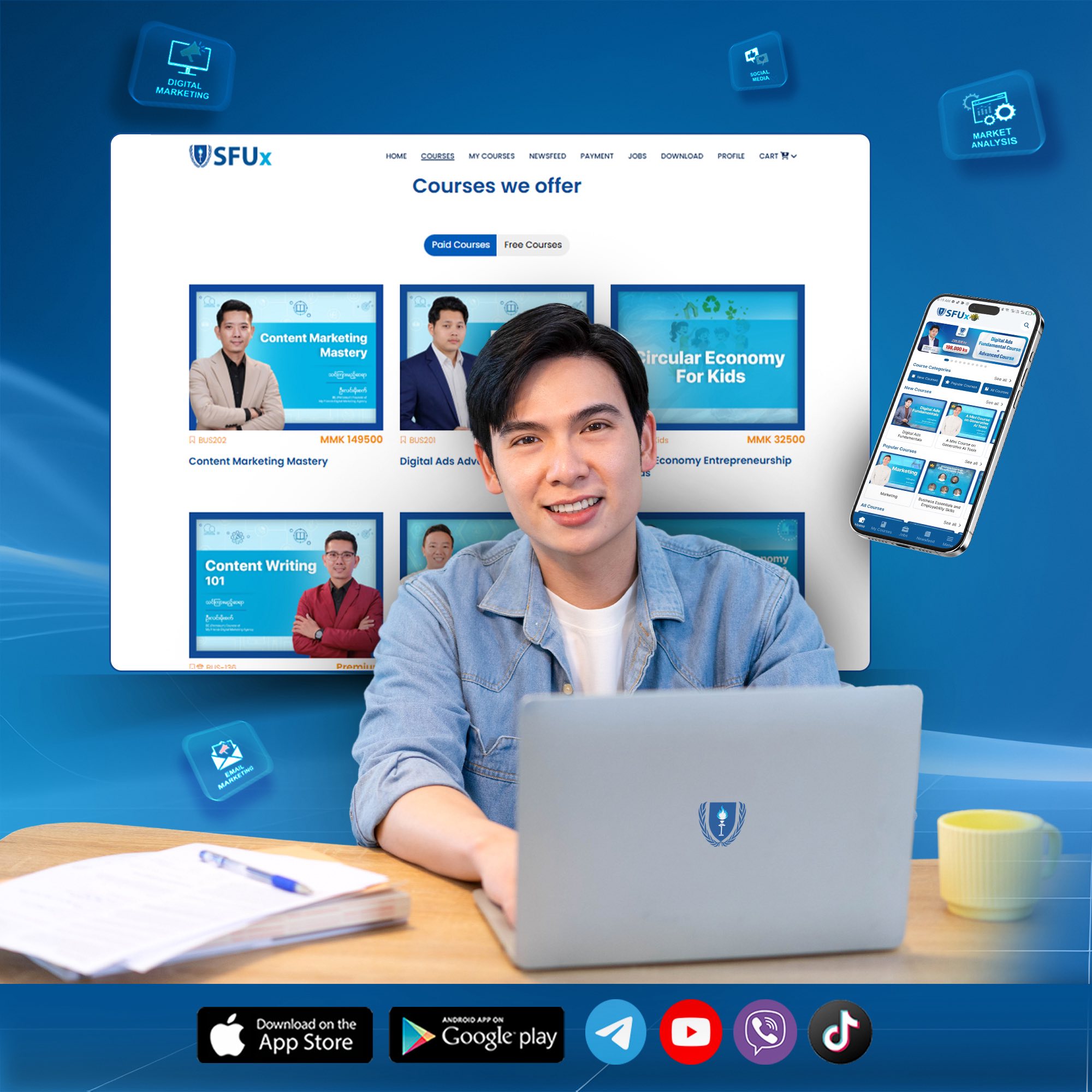 SFUx Facebook ad: Digital Marketing နဲ့ Digital Ads ပညာရပ်တွေကို ပေါင်းစပ်ကာ…