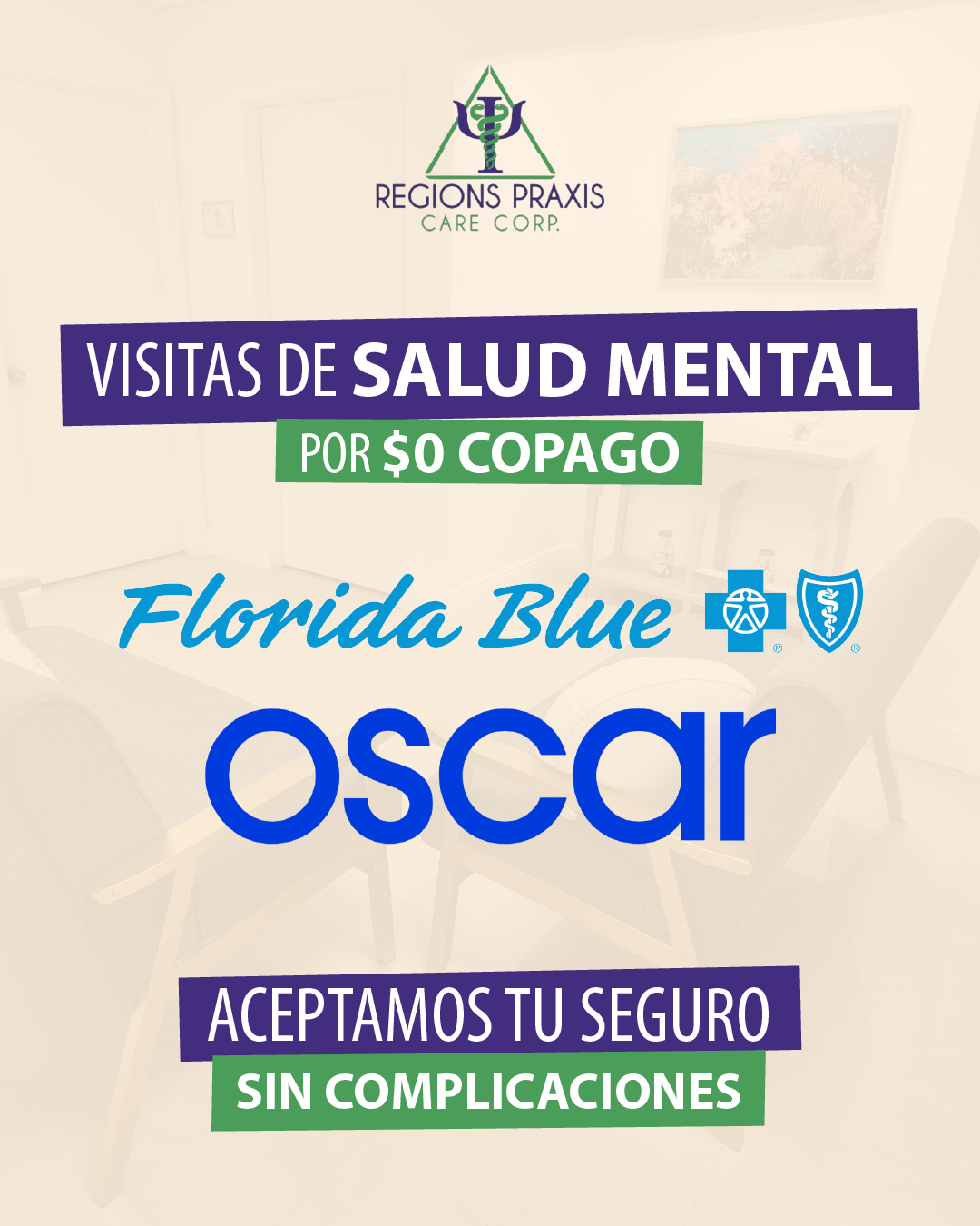 Regions Praxis Care Corp Facebook ad: Aceptamos Seguros, Consulta Disponible
