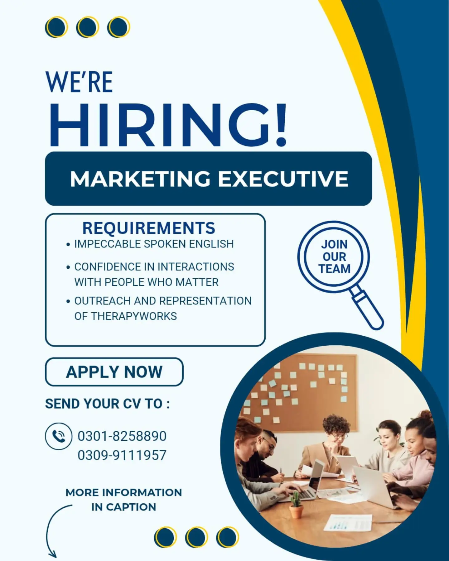 Therapy W o r k s Facebook ad: We're Hiring: Marketing Executive | Lahore | Female