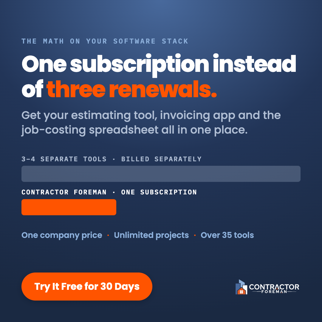 Contractor Foreman Facebook ad: Start Your 30-Day Free Trial.